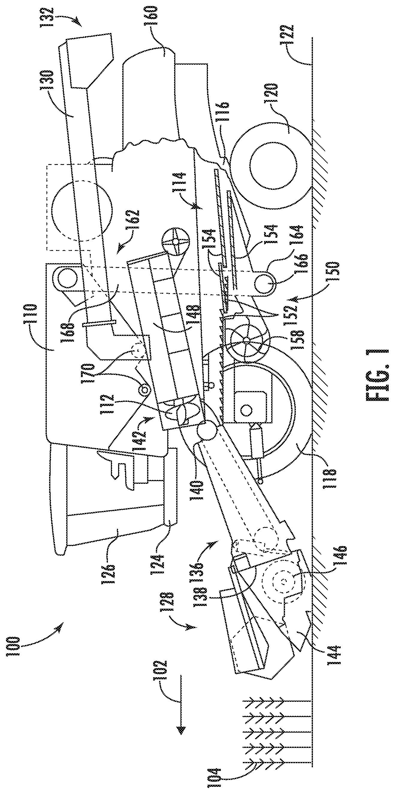 Patent US11771007 — Sieve assembly for a crop processing system of an agricultural harvester — Figure 1