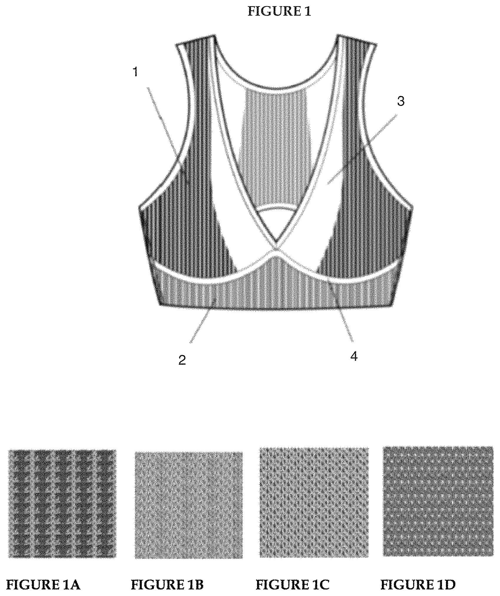 Patent US11771143 — Garment having knitted technical wire — Figure 1