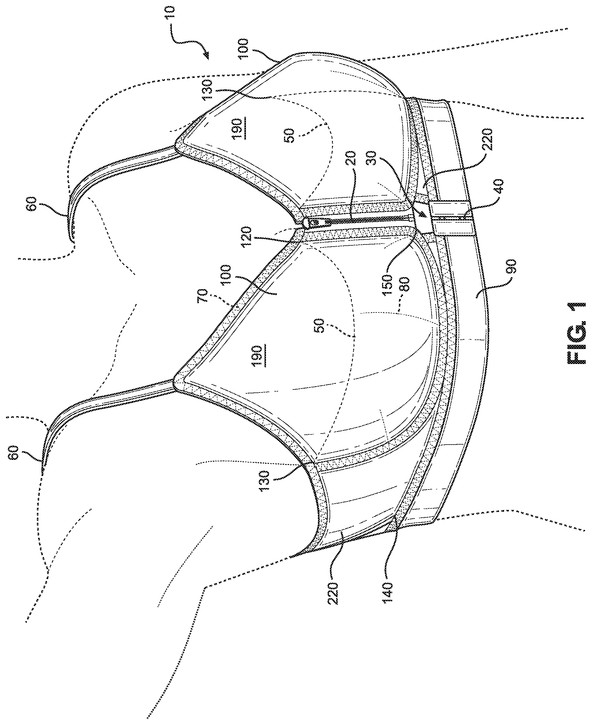 Patent US11771146 — Brassiere adapted to prevent undesired movement when worn — Figure 1