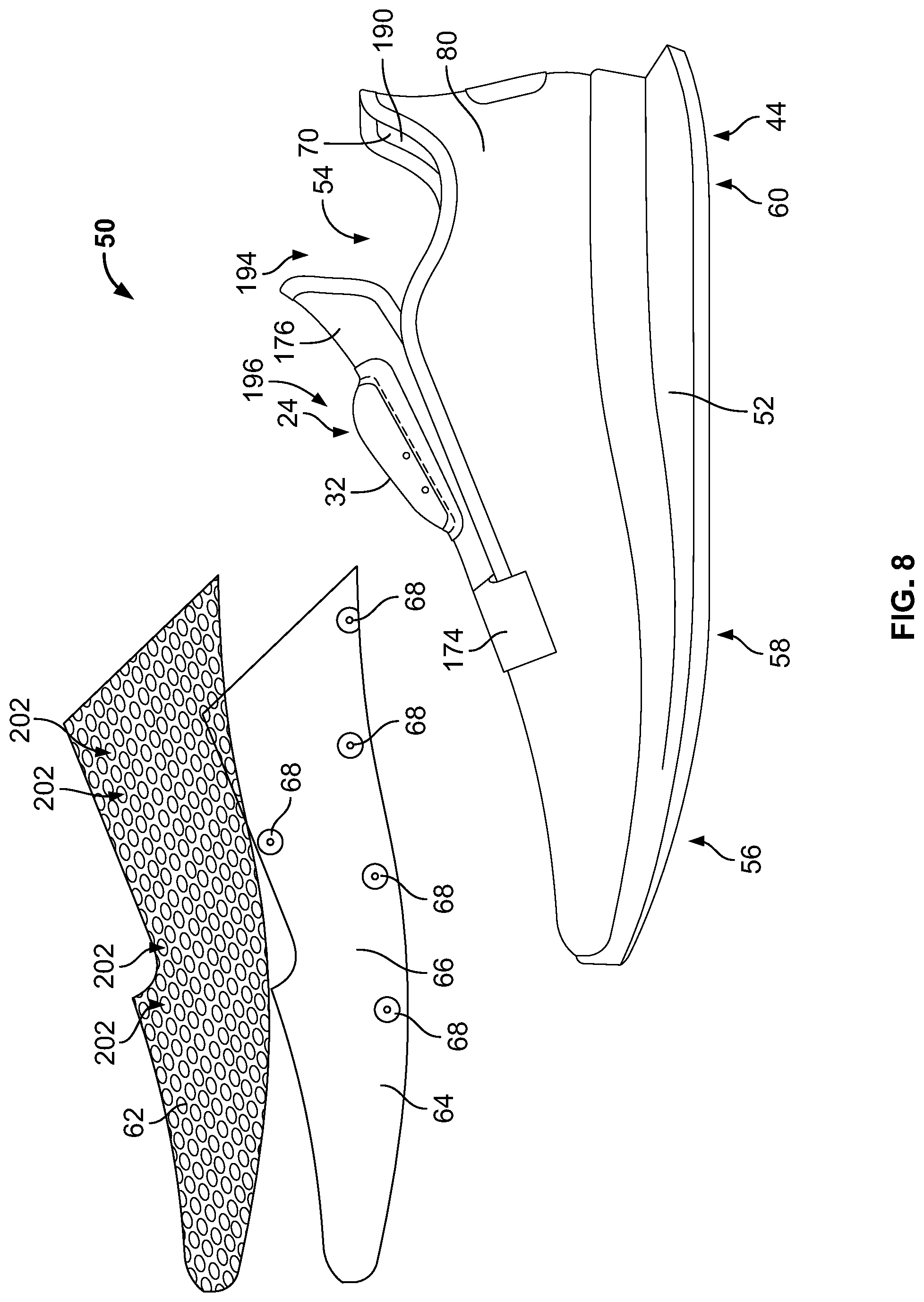 Patent US11771180 Figure 6 – Article of footwear having an automatic lacing system