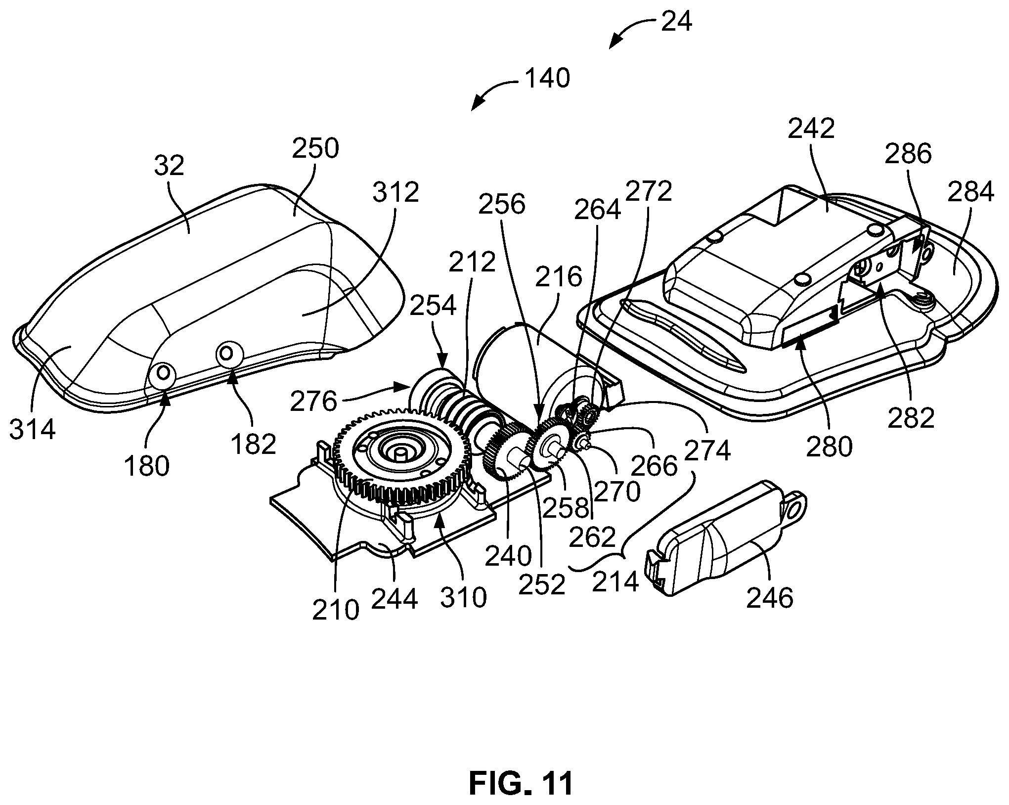 Patent US11771180 Figure 11 – Article of footwear having an automatic lacing system