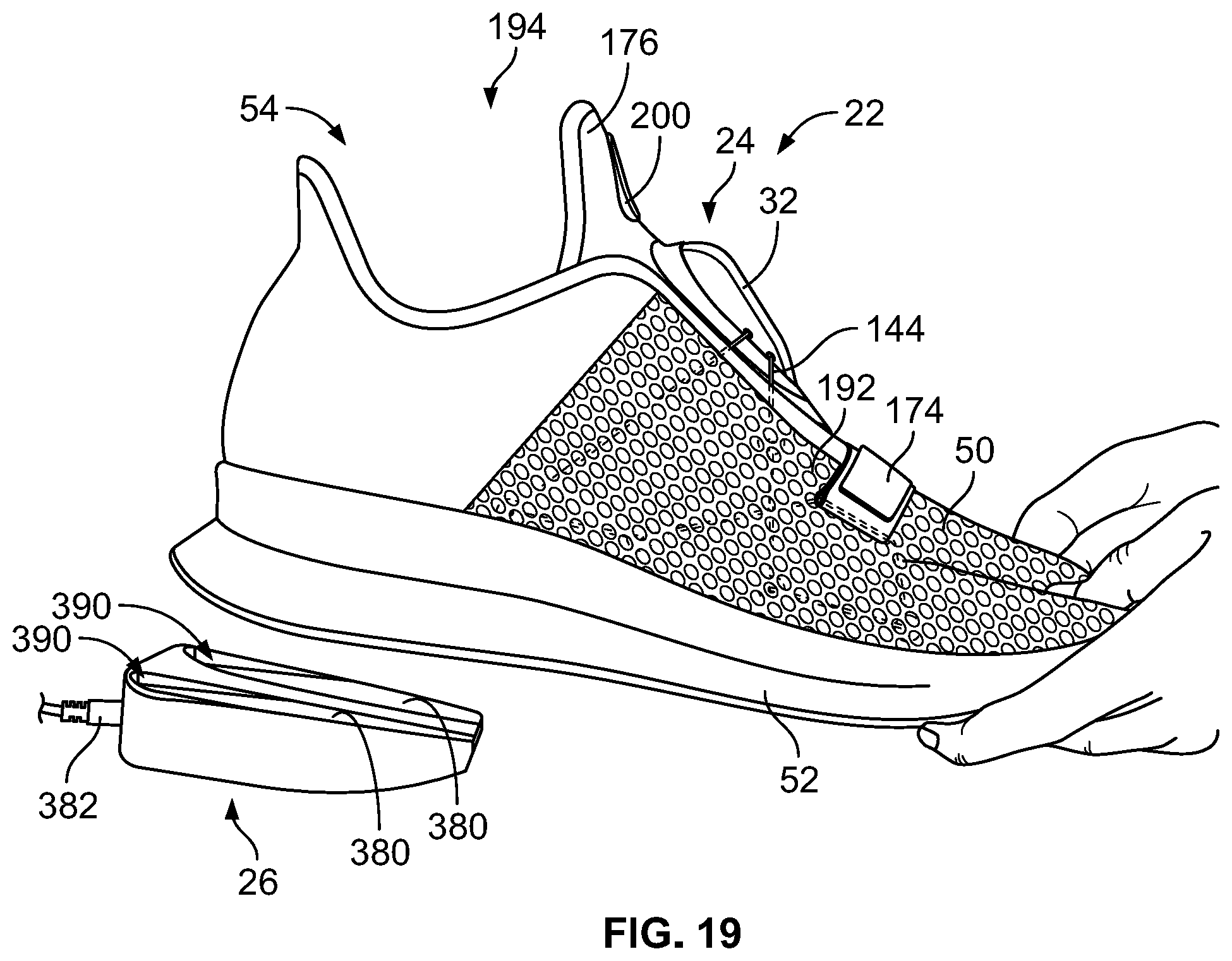 Patent US11771180 Figure 19 – Article of footwear having an automatic lacing system