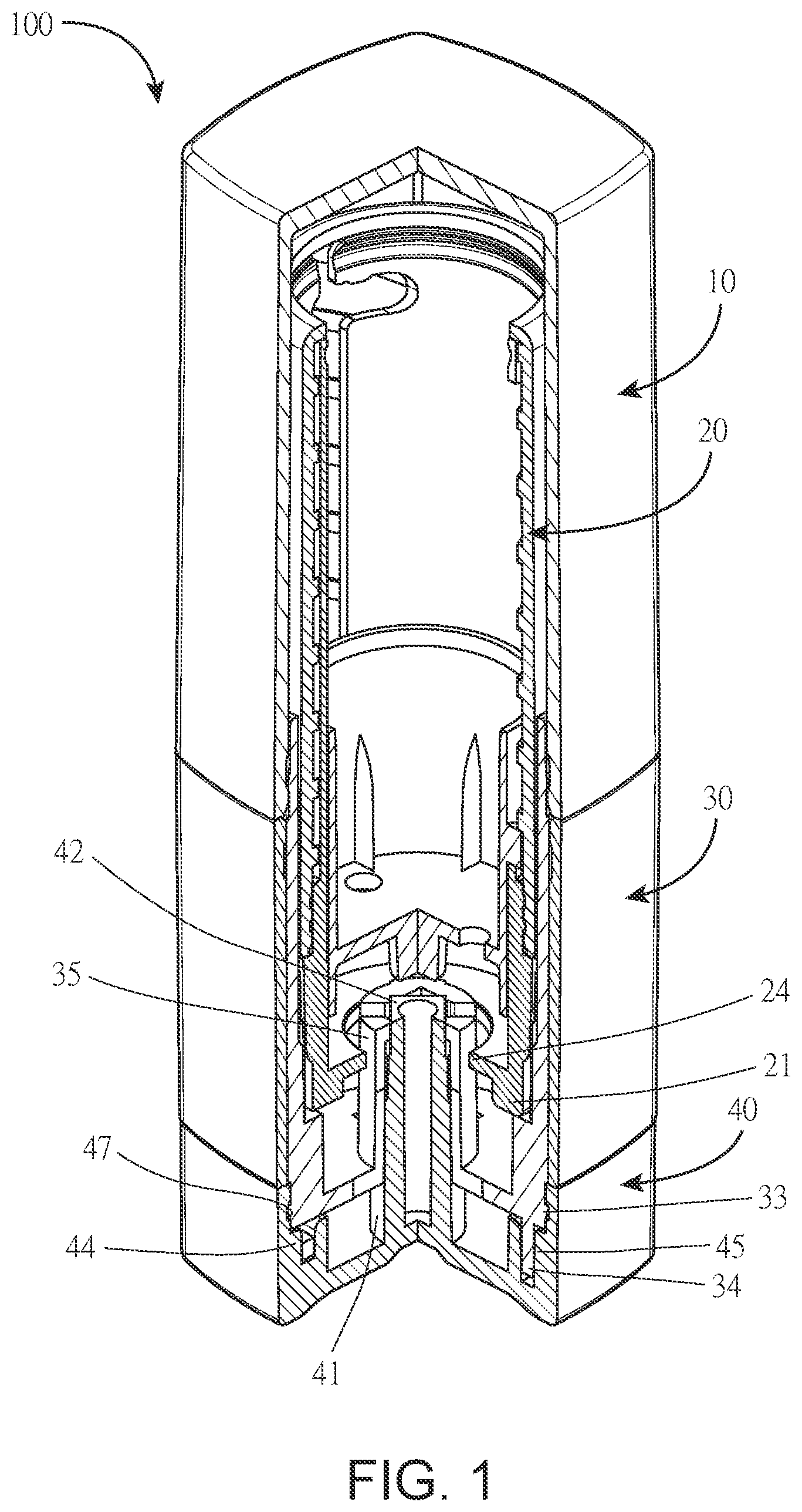 Patent US11771201 — Environmentally friendly lipstick tube with a replaceable lipstick — Figure 1
