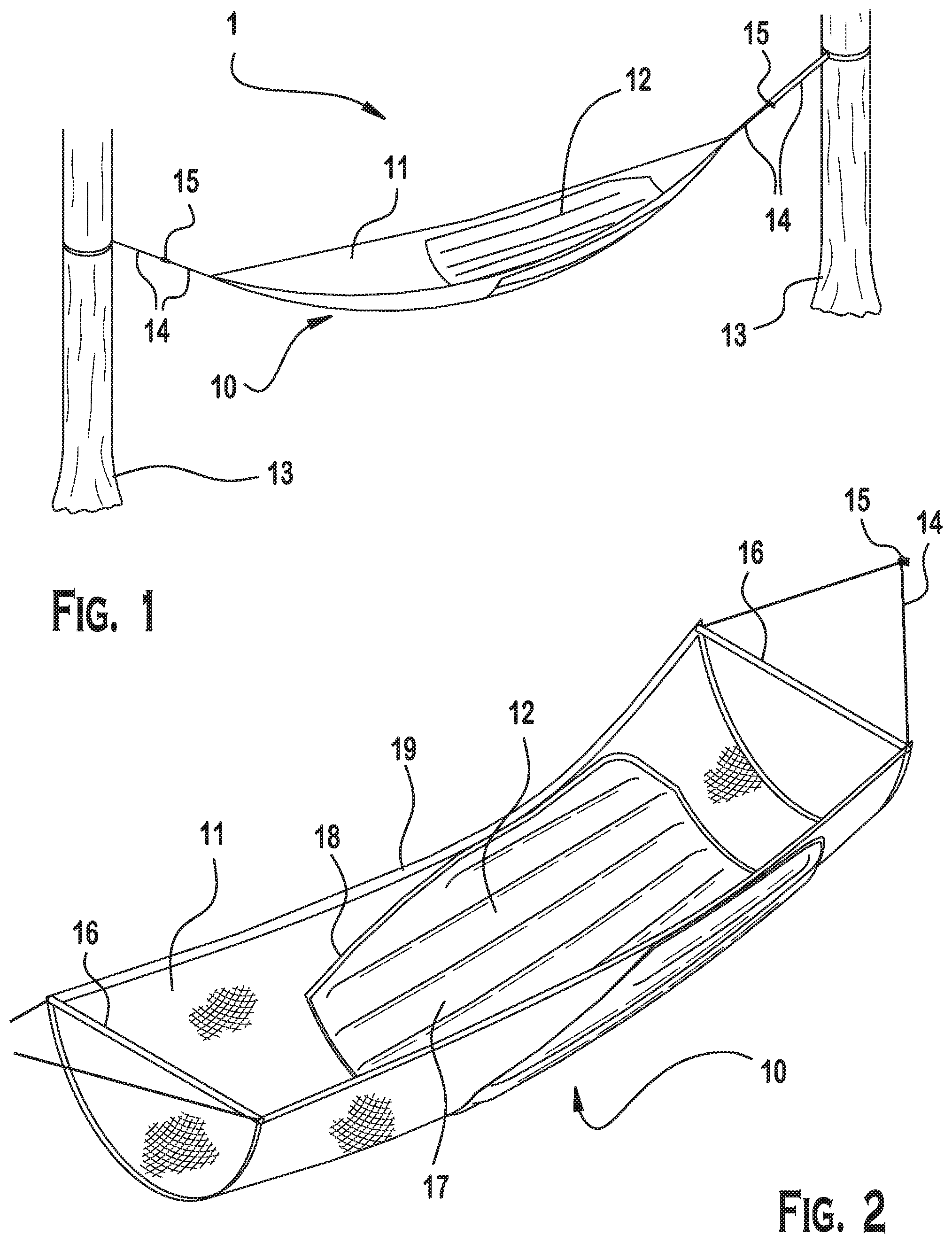 Patent US11771207 — Hammock with an integrated insulation section — Figure 1