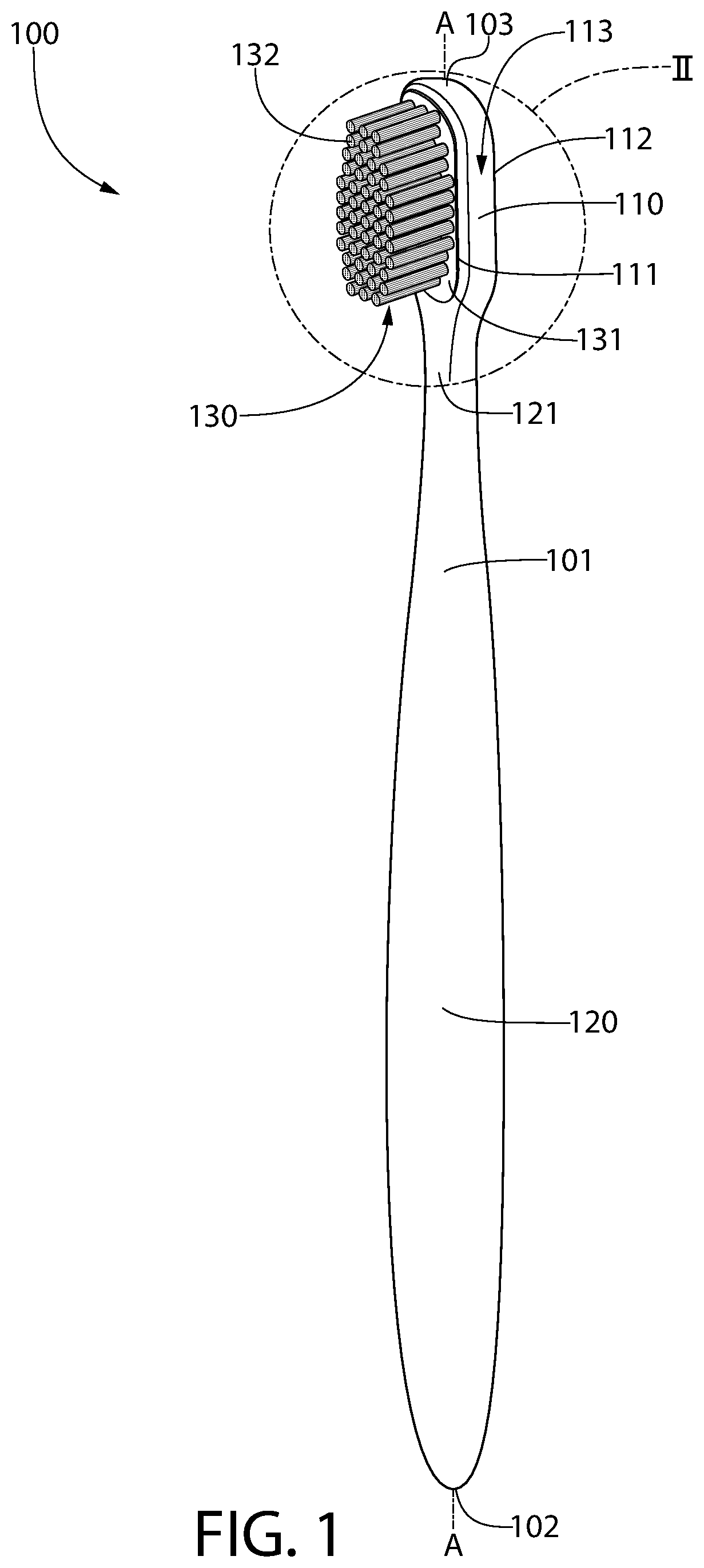 Patent US11771212 — Method of assembling an oral care implement — Figure 1