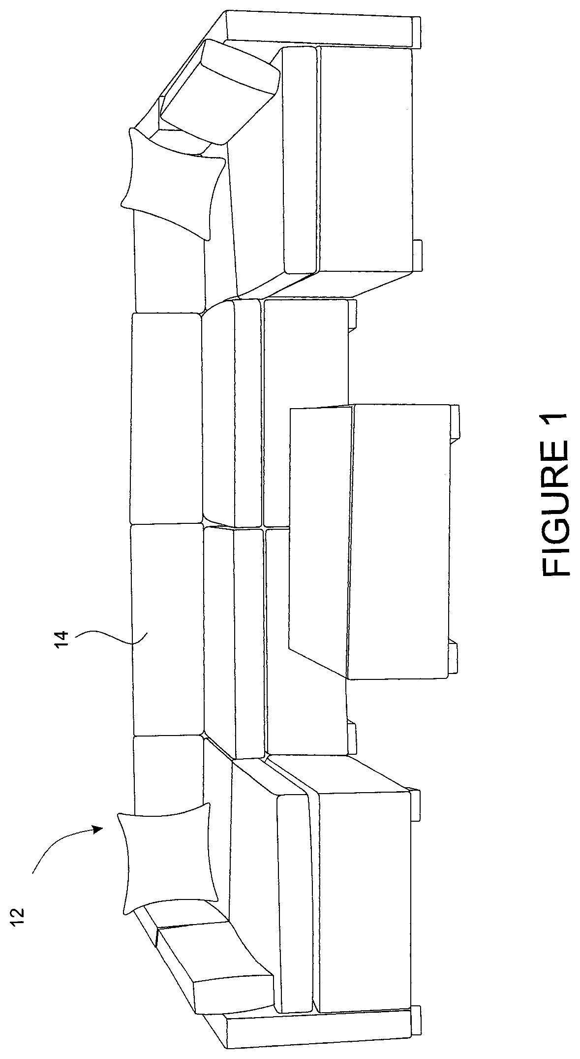 Patent US11771232 Figure 1 – Modular furniture with tool free assembly
