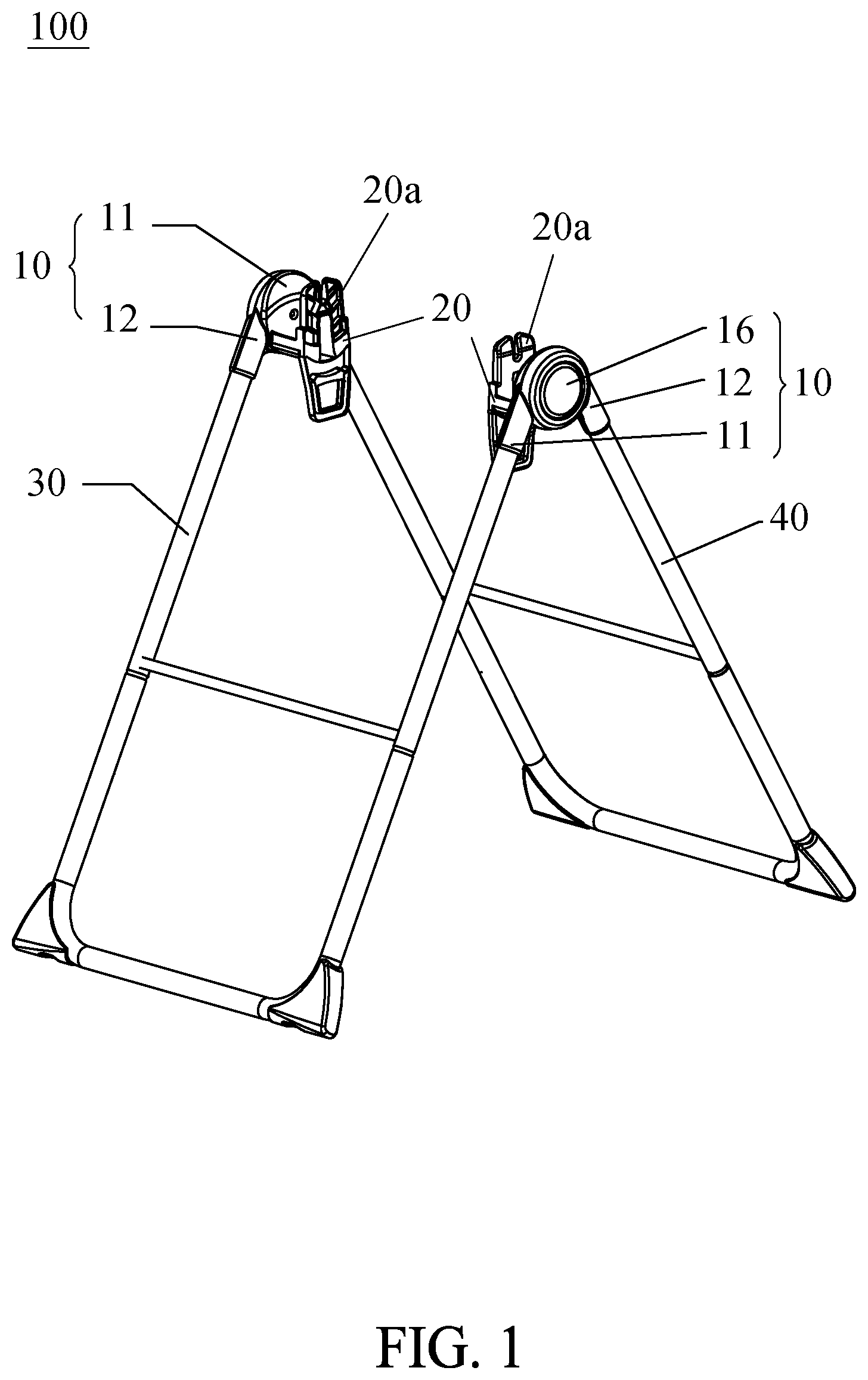 Patent US11771236 — Child seating device and support frame thereof — Figure 1