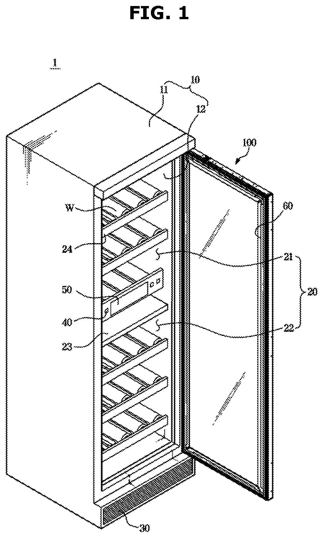 Patent US11771239 — Refrigerator — Figure 1
