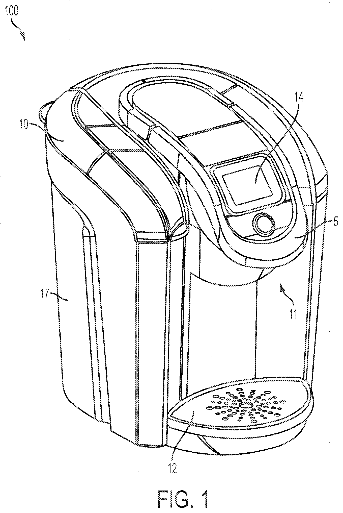 Patent US11771258 — Vent orifice and filter for beverage machine — Figure 1