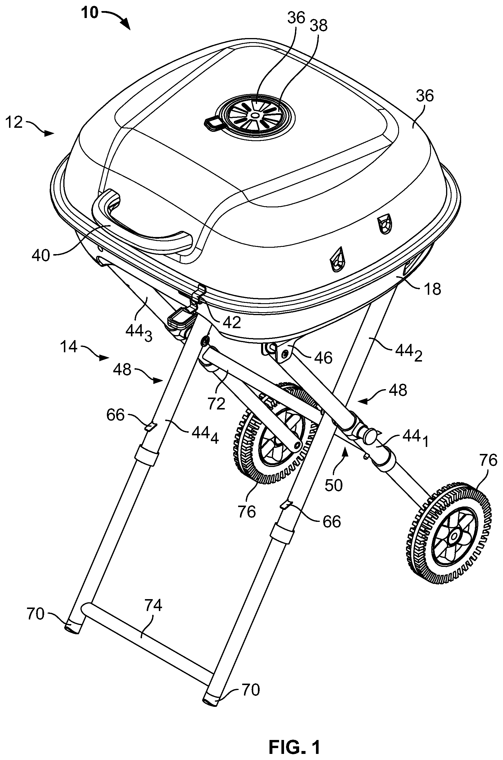 Patent US11771262 — Collapsible grill — Figure 1