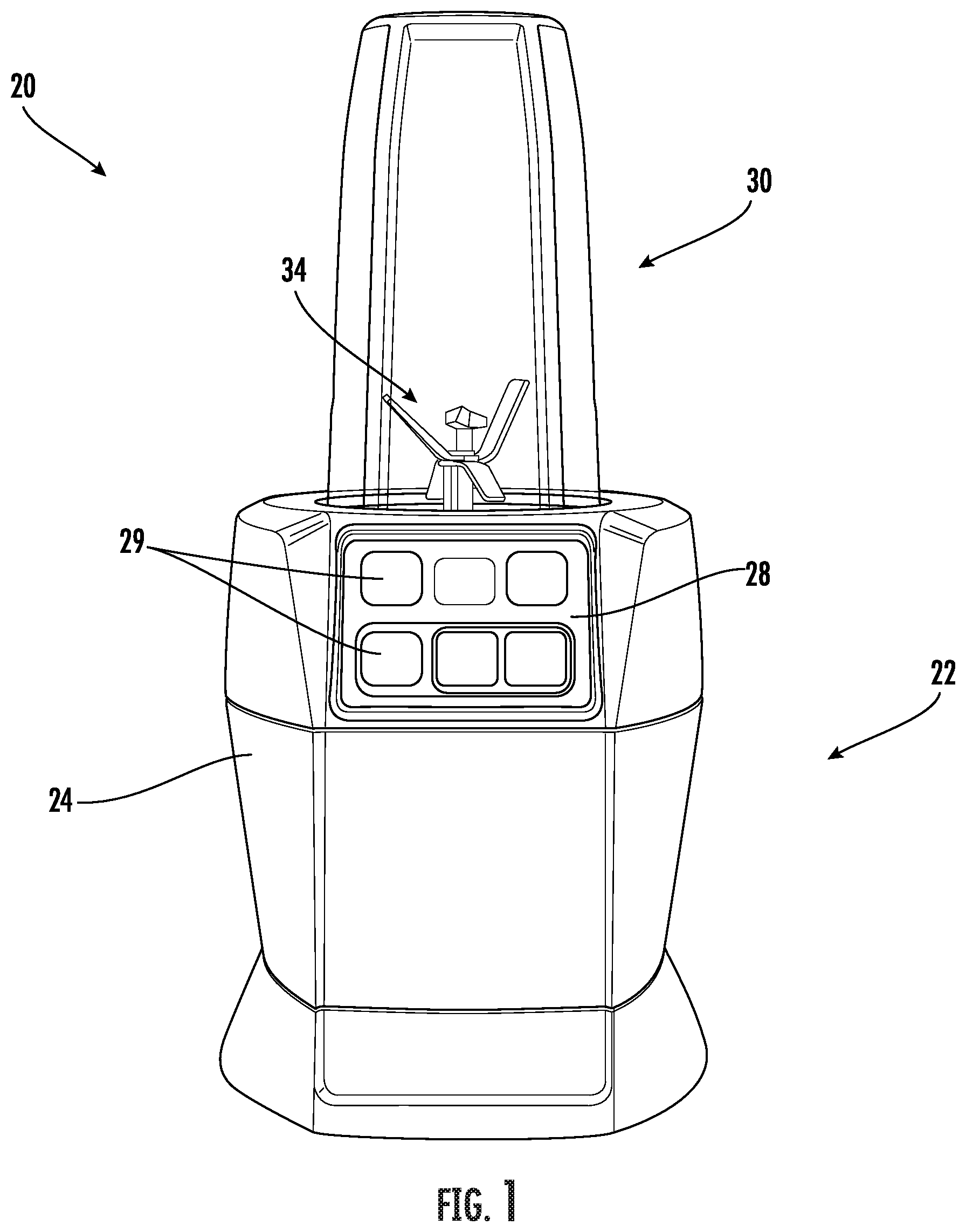 Patent US11771265 — Vacuum food processing system — Figure 1