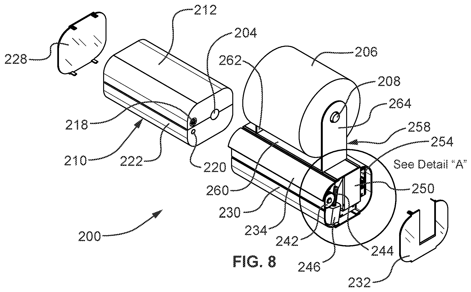 Patent US11771271 Figure 7 – Dispensing assembly for paper products