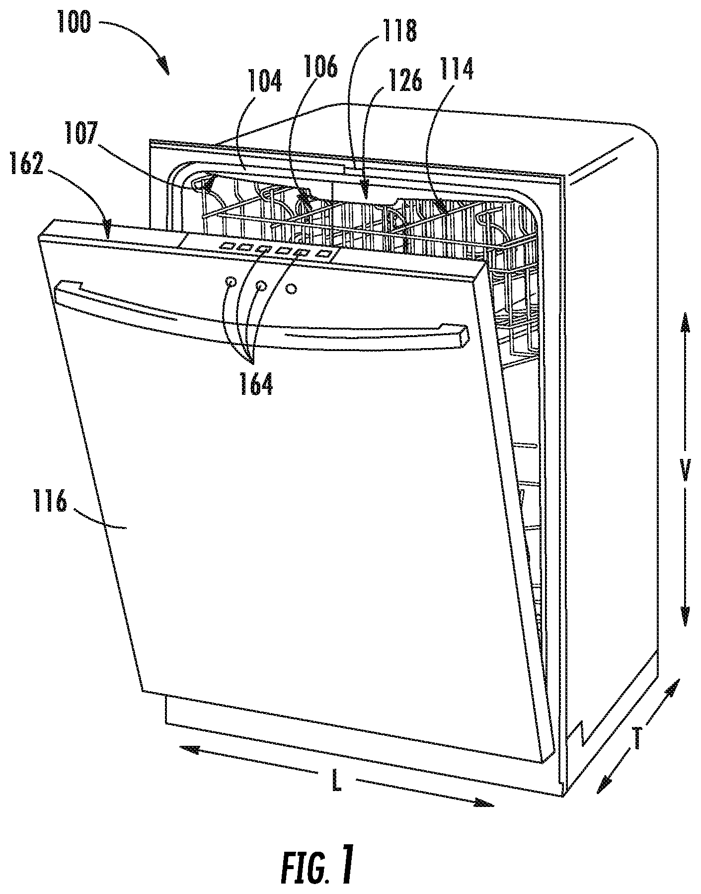Patent US11771300 — Universal bracket for supporting racks in a dishwasher appliance — Figure 1