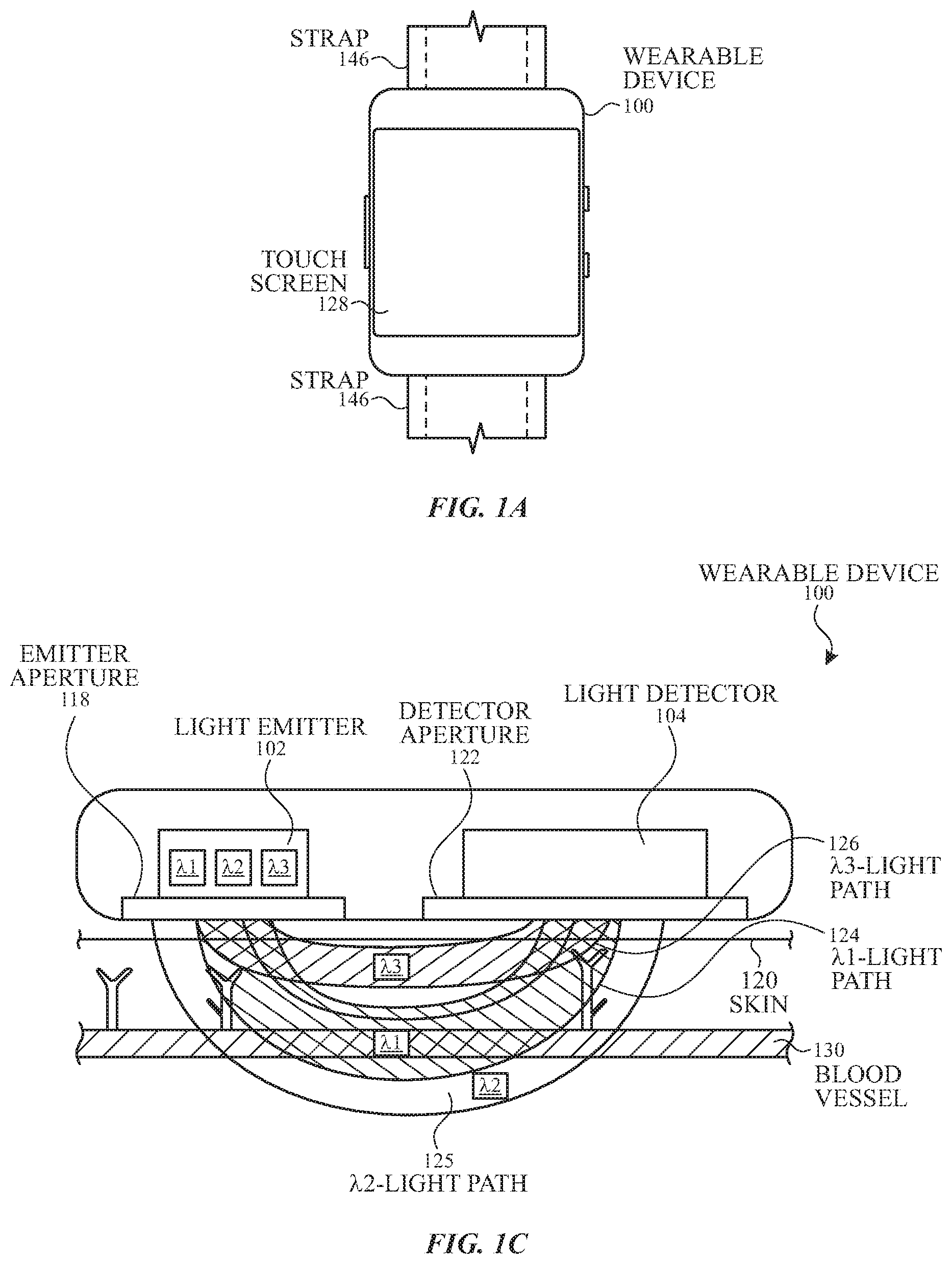 Patent US11771350 — System and method for robust pulse oximetry using asymmetric distance-dependent calibration — Figure 1