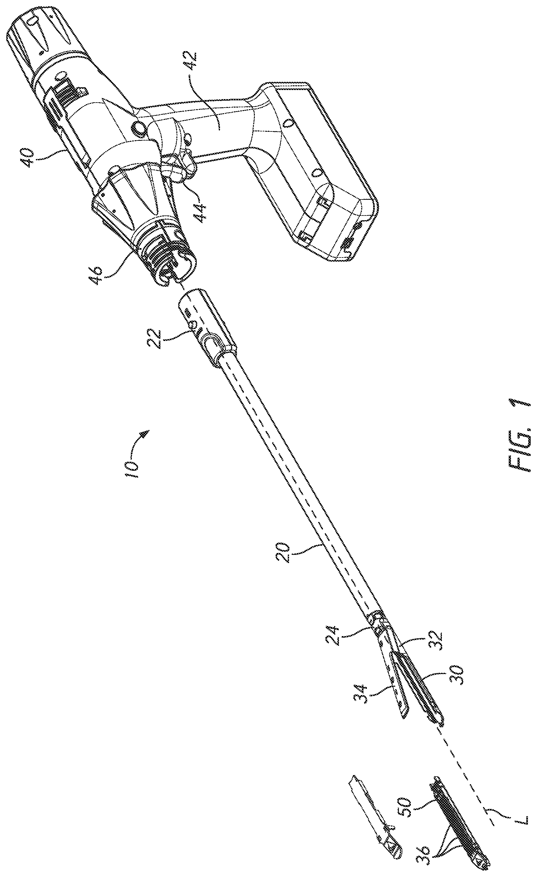 Patent US11771428 Figure 1 – Actuation shaft retention mechanism for surgical stapler
