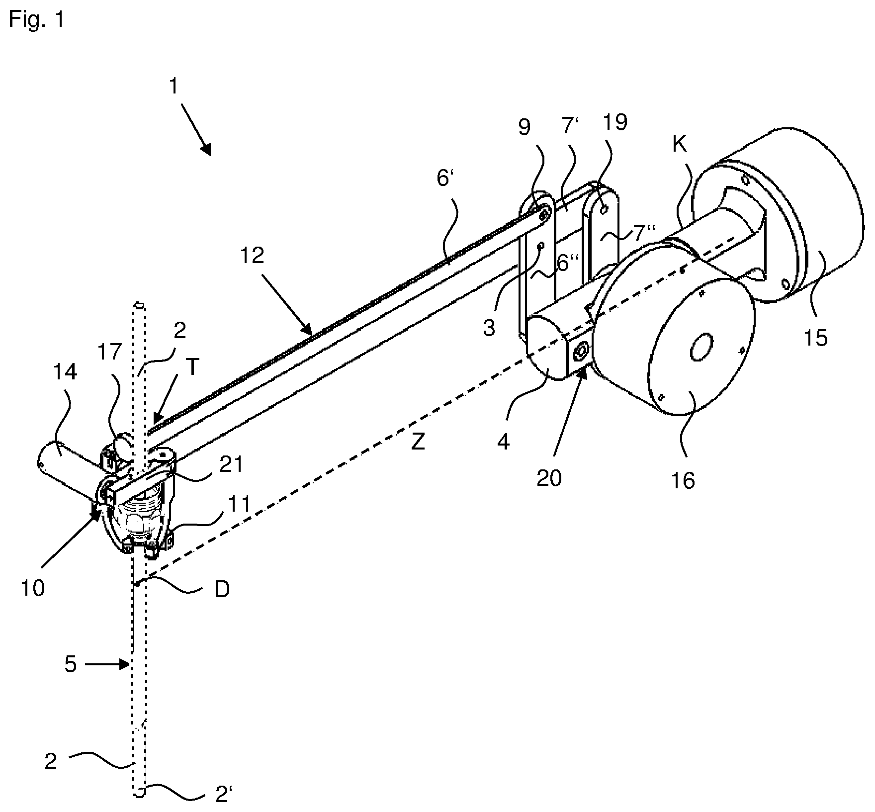 Patent US11771461 Figure 1 – Passive holding device, modular surgical system and method for manipulating a trocar