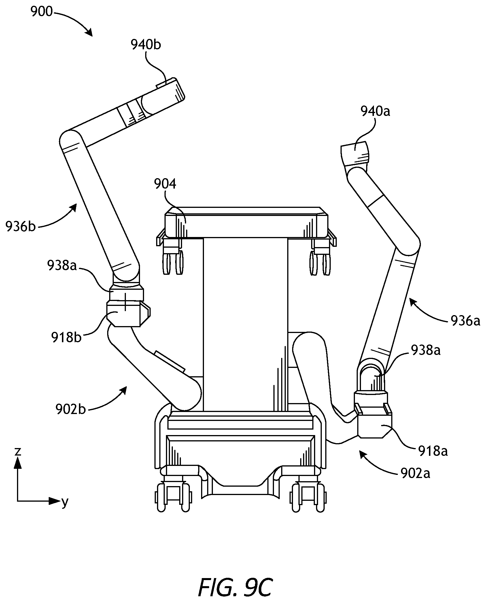 Patent US11771509 Figure 9 – Translating robotic surgical tools with integrated firing mechanisms
