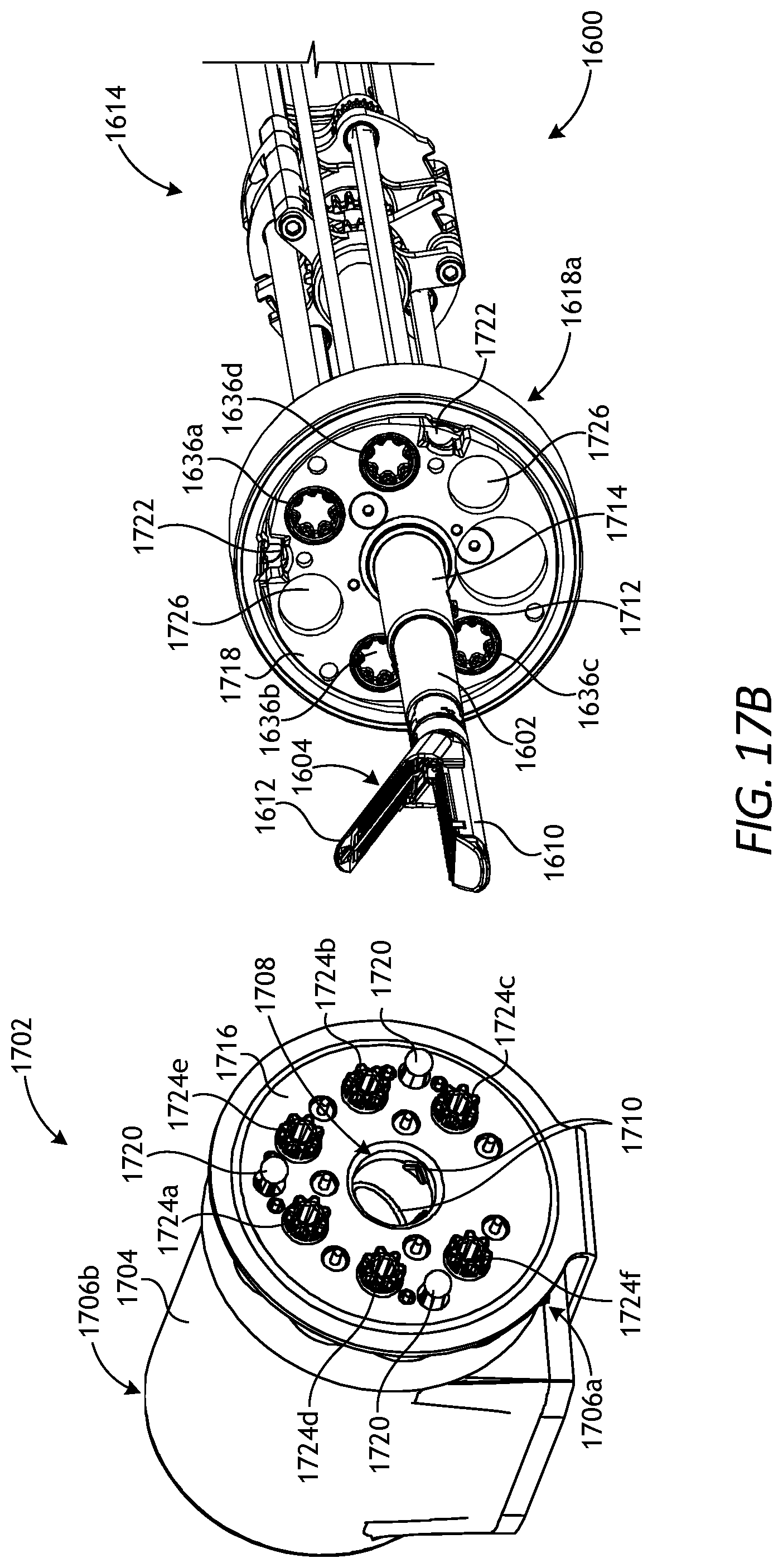 Patent US11771509 Figure 16 – Translating robotic surgical tools with integrated firing mechanisms