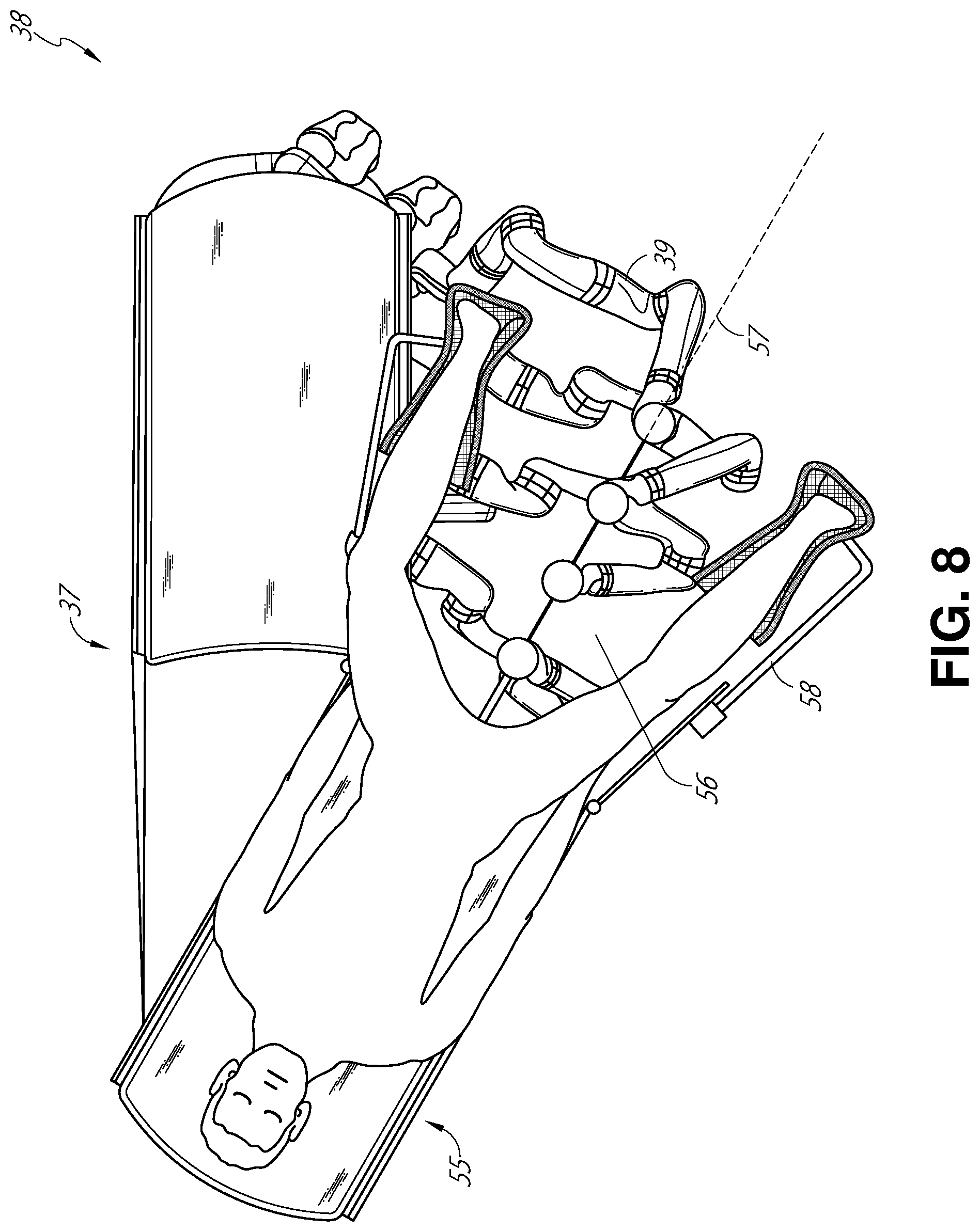 Patent US11771510 Figure 8 – Systems and methods for kinematic optimization with shared robotic degrees-of-freedom