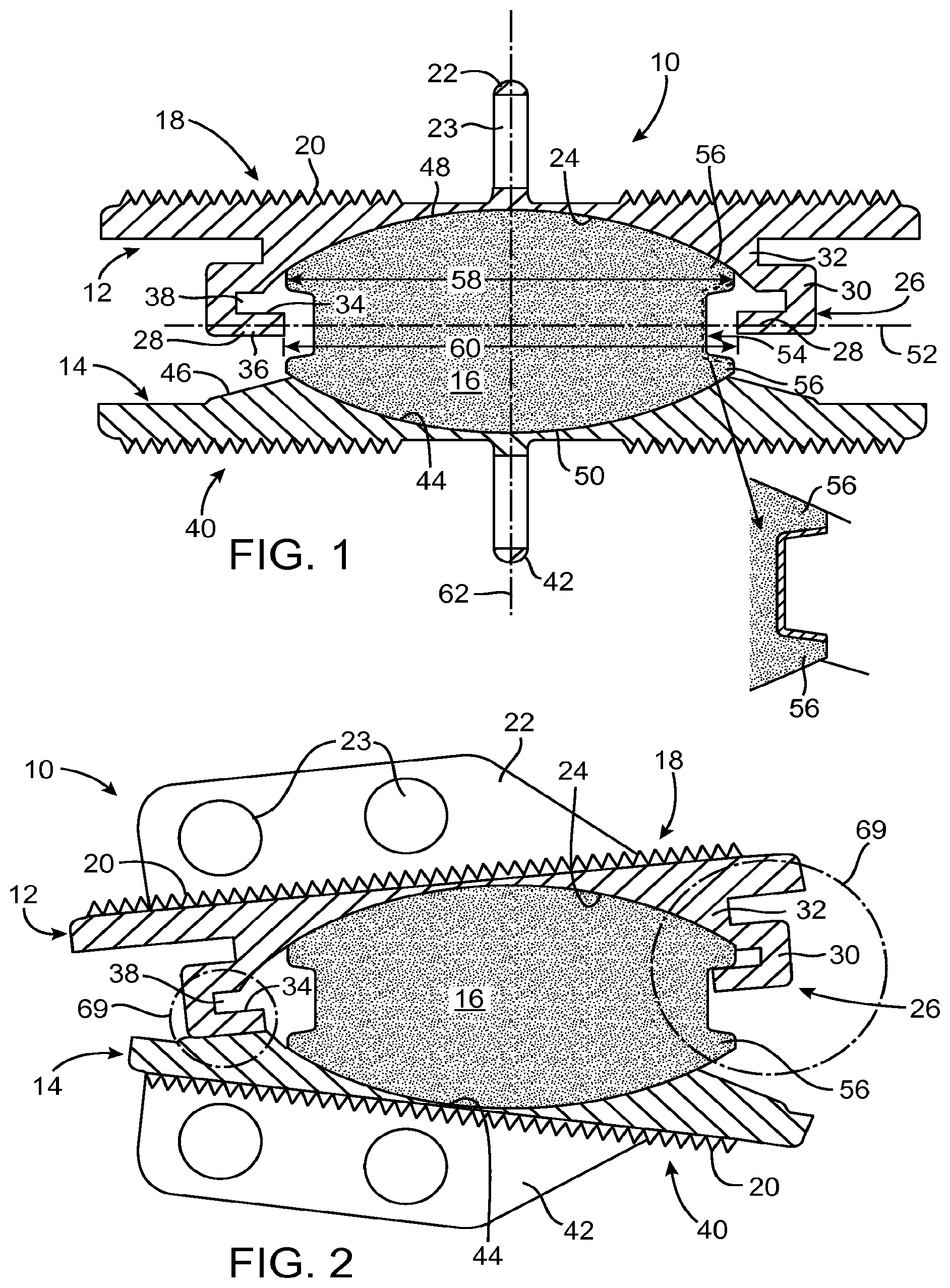 Patent US11771565 — Prosthetic disc for intervertebral insertion — Figure 1