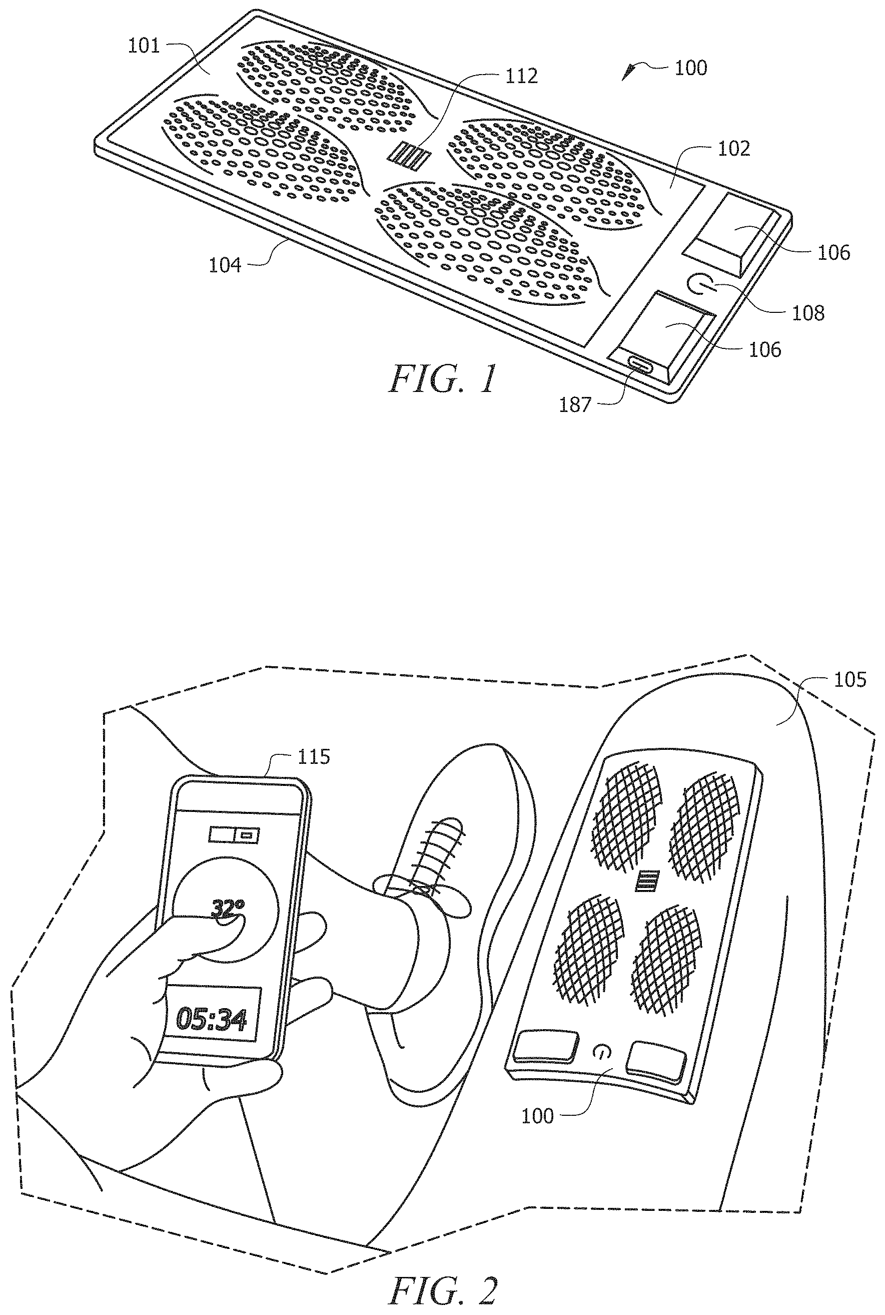 Patent US11771587 — Portable rechargeable therapy pods — Figure 1