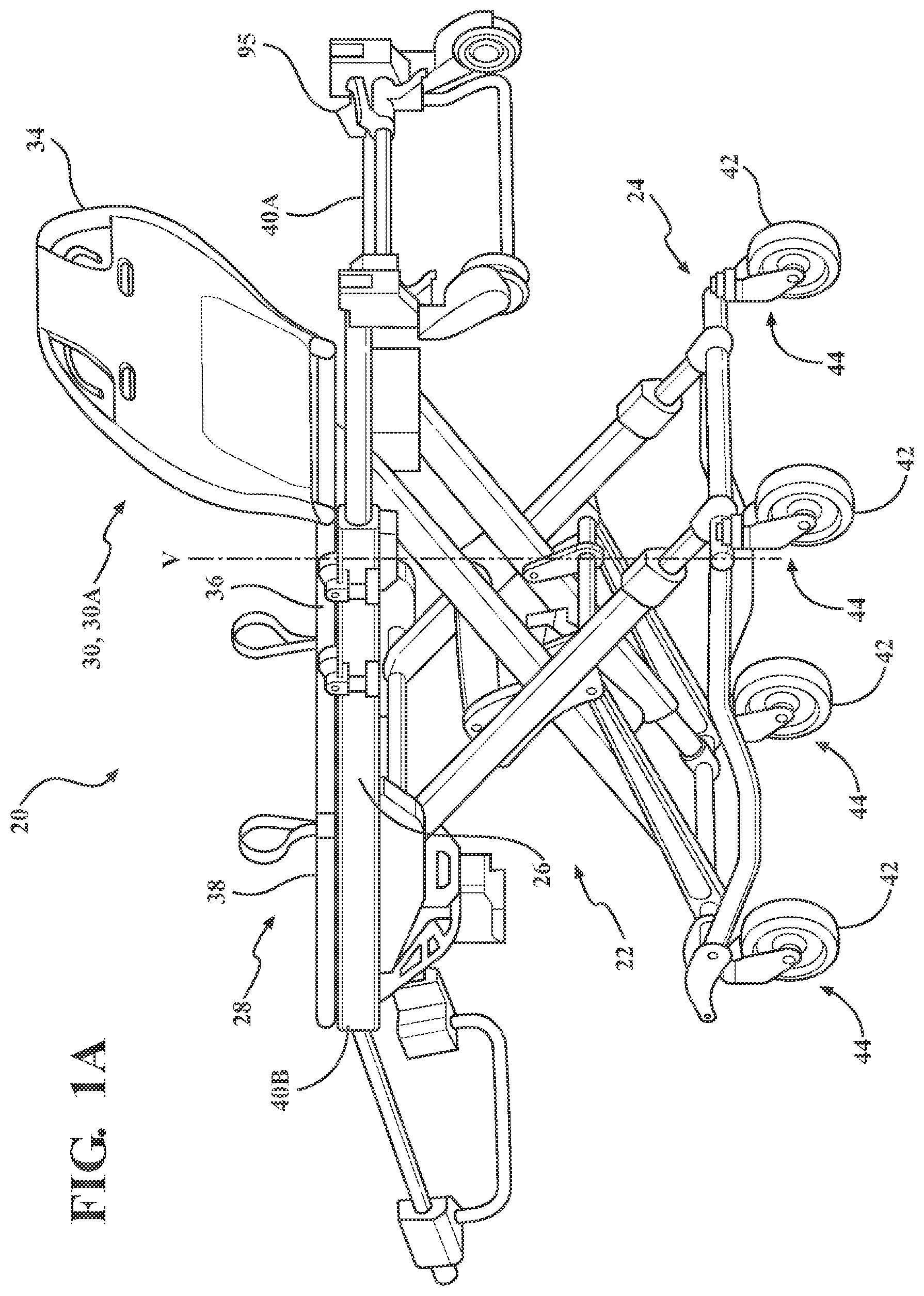 Patent US11771607 Figure 1 – Patient support apparatus with deck section actuator