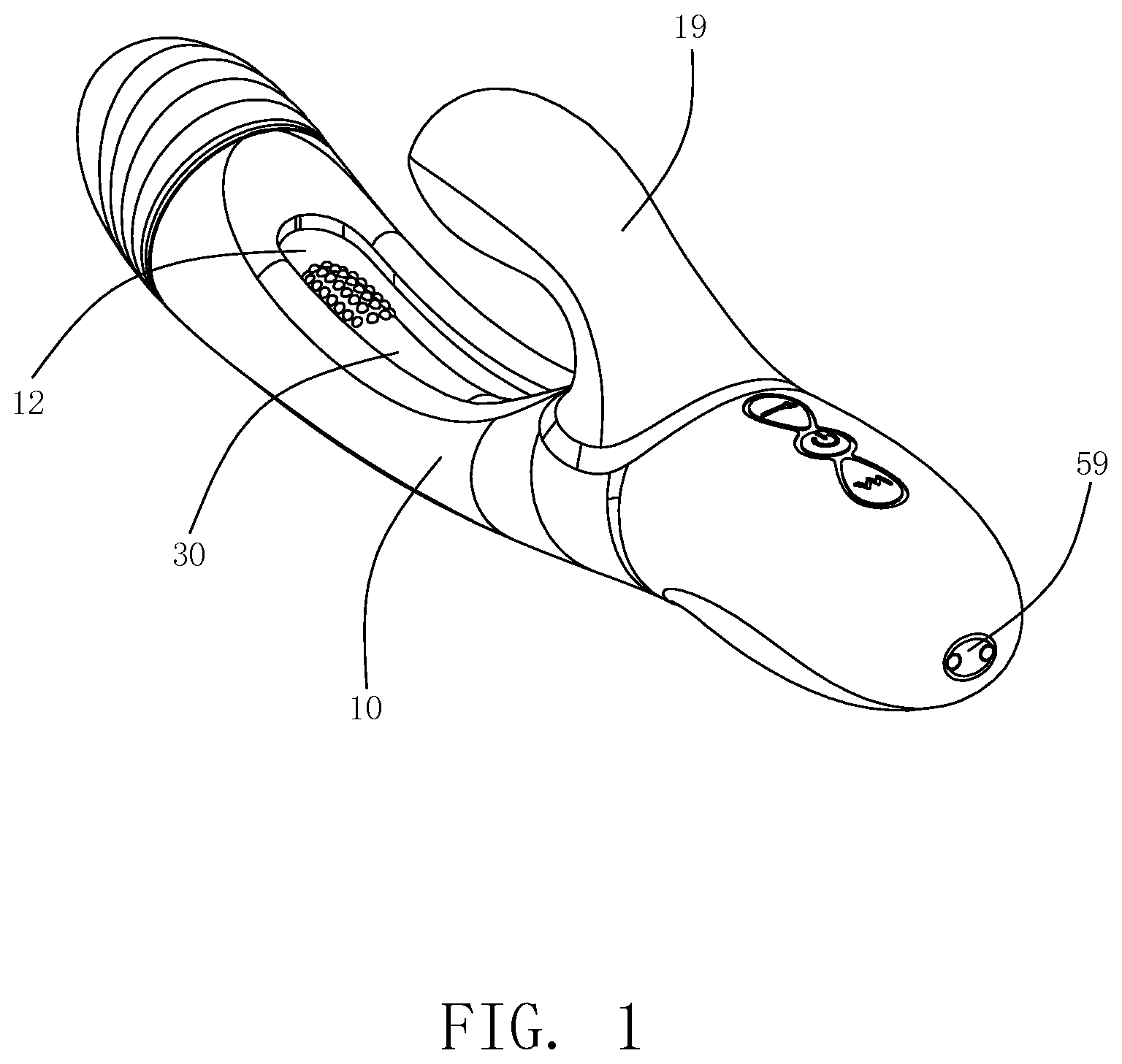 Patent US11771619 — Massage device — Figure 1
