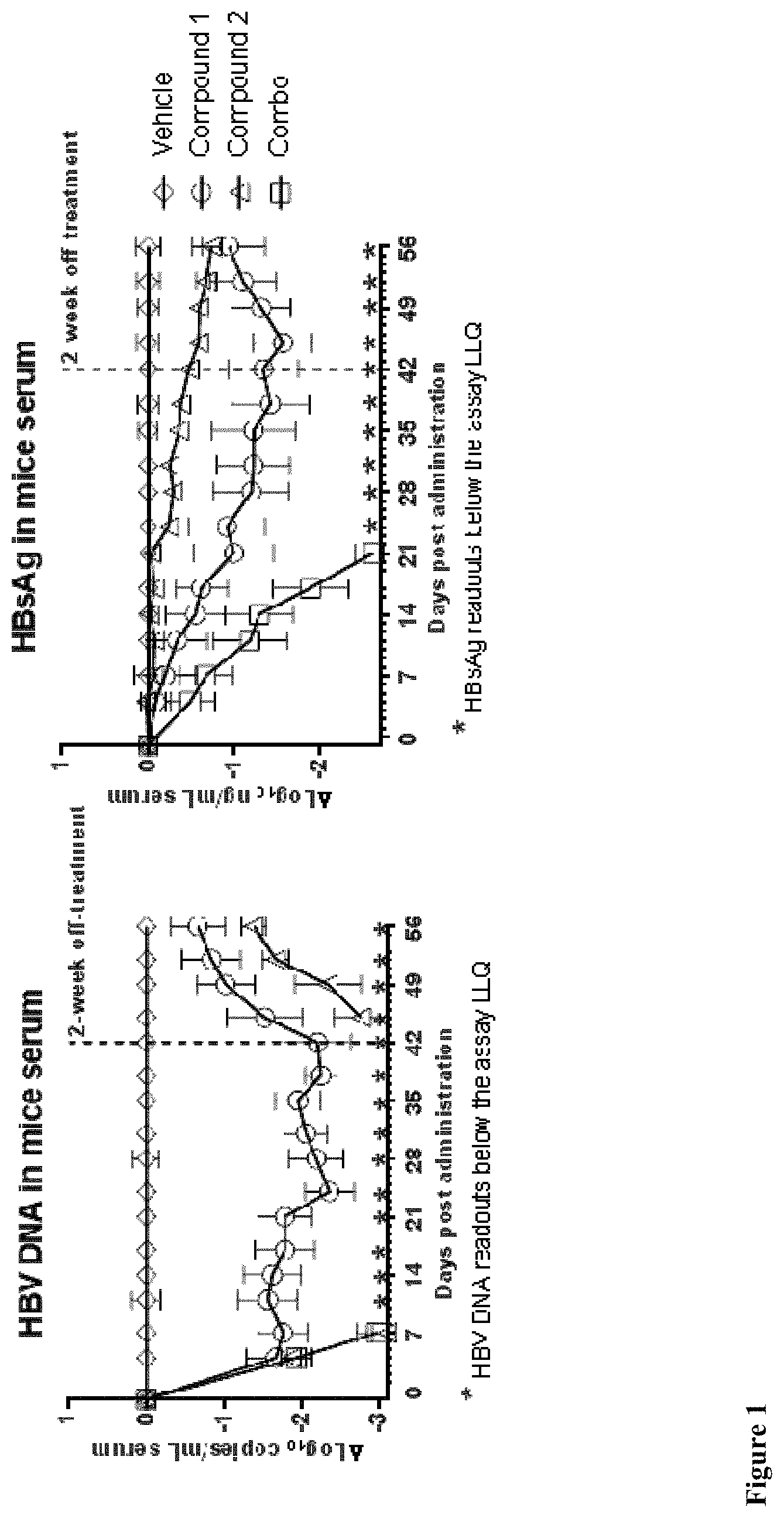Patent US11771699 — Combined treatment with a TLR7 agonist and an HBV capsid assembly inhibitor — Figure 1