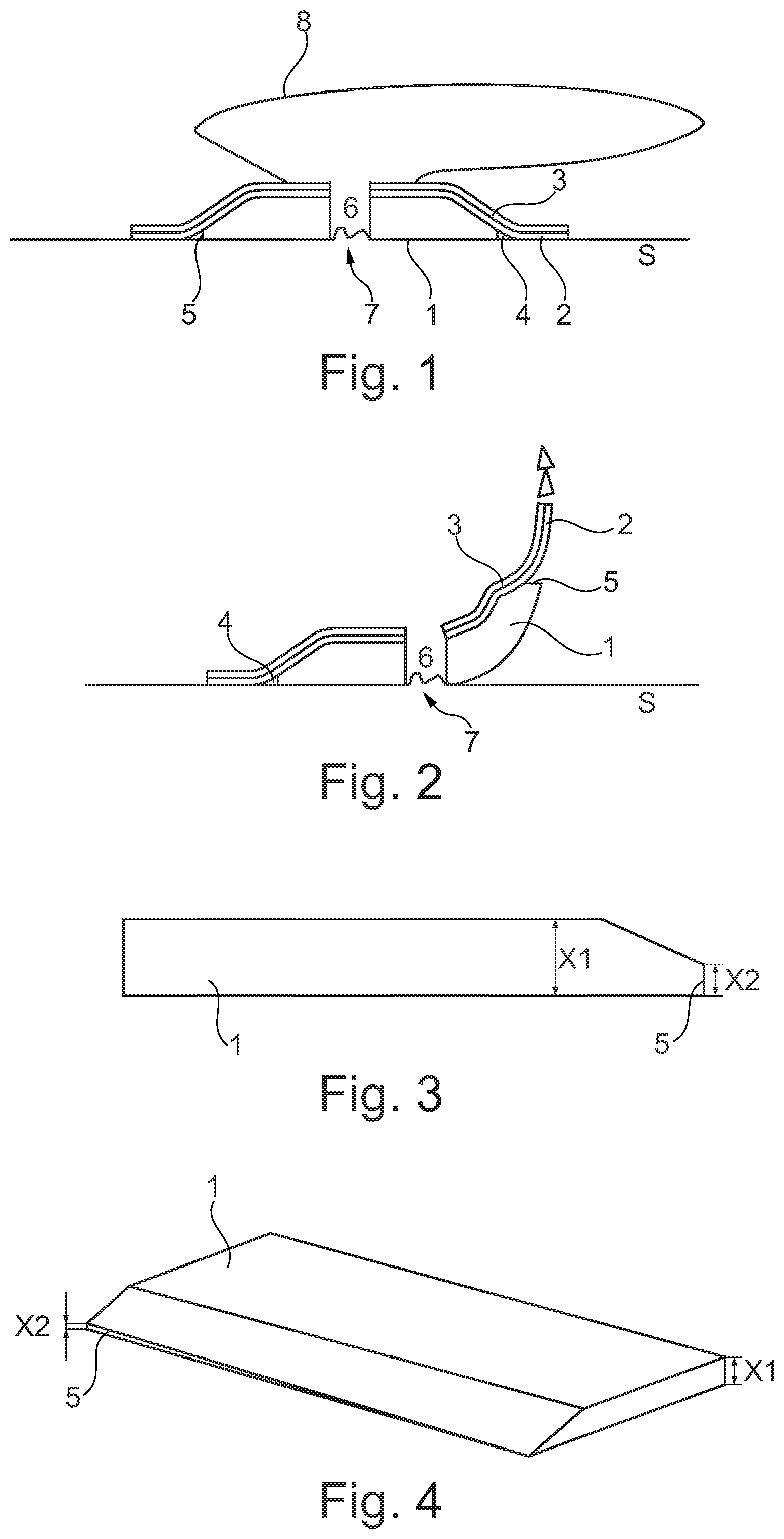 Patent US11771798 — Ostomy device with a switchable adhesive layer located between a backing layer and an absorbent adhesive layer — Figure 1