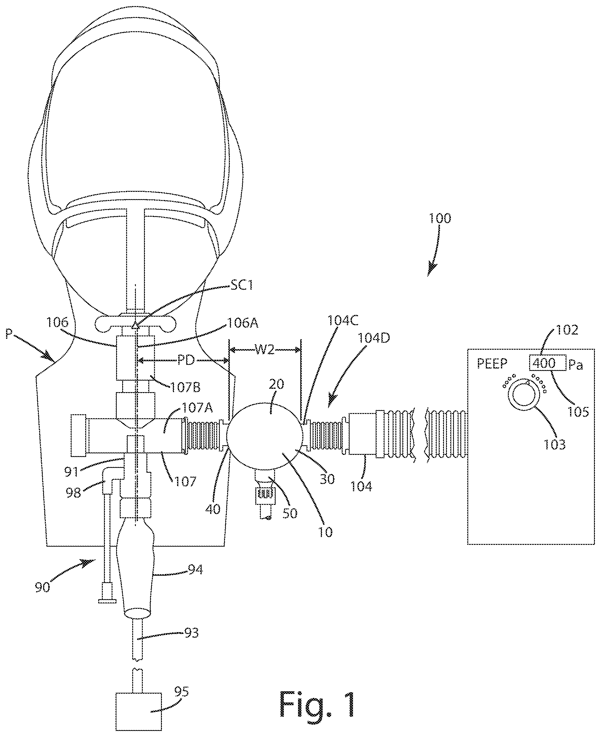 Patent US11771859 — Liquid removal apparatus for a breathing circuit and related method of use — Figure 1