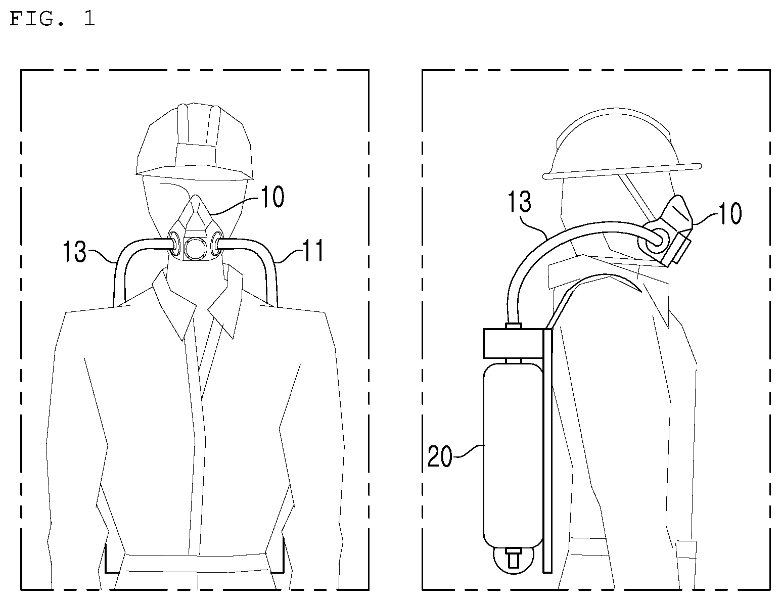 Patent US11771927 — Rebreathing apparatus having inhaled oxygen mixing and exhaled carbon dioxide removal functions by electronic control — Figure 1