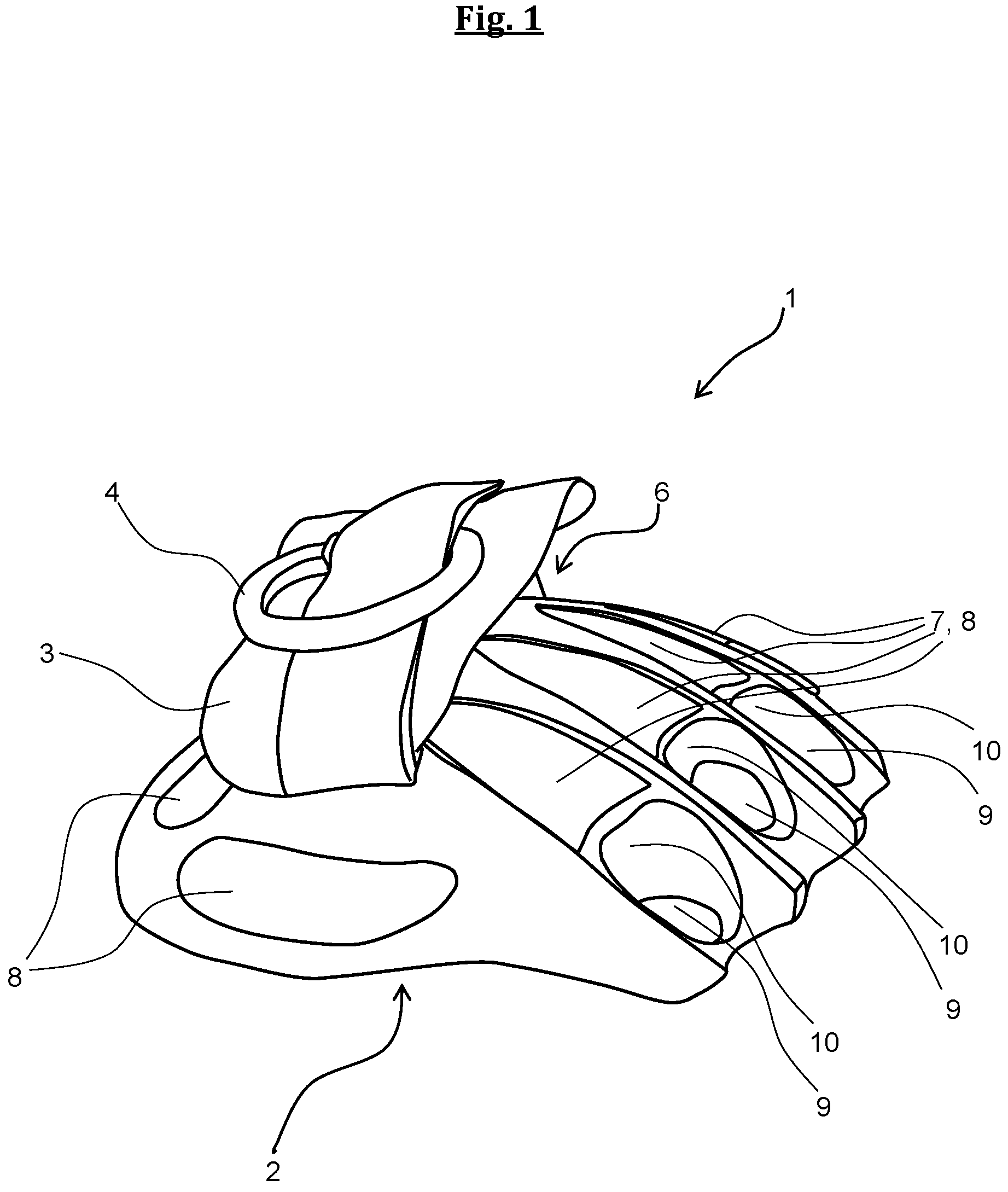 Patent US11771943 Figure 1 – Holding device for using gym equipment