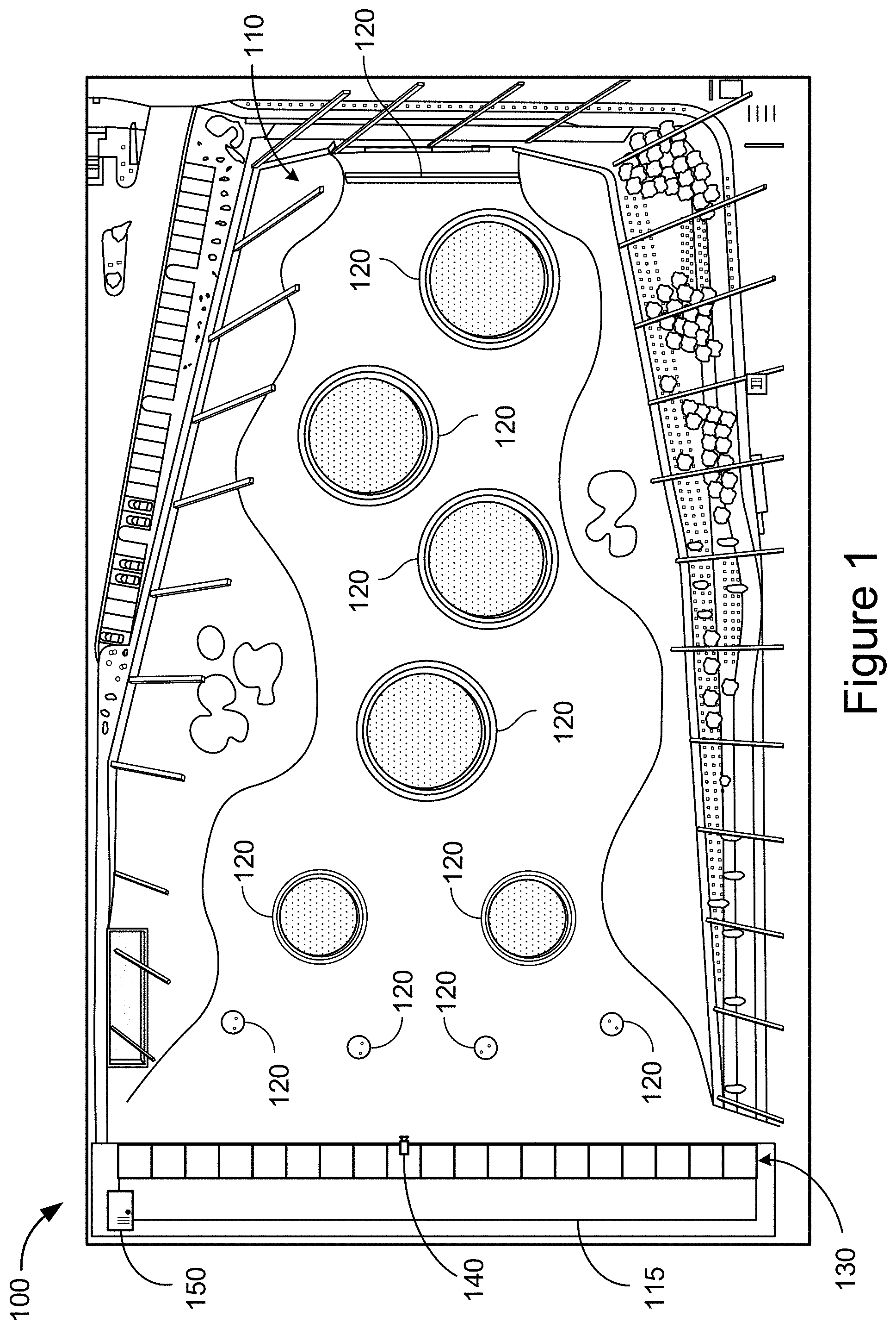 Patent US11771957 — Trajectory extrapolation and origin determination for objects tracked in flight — Figure 1