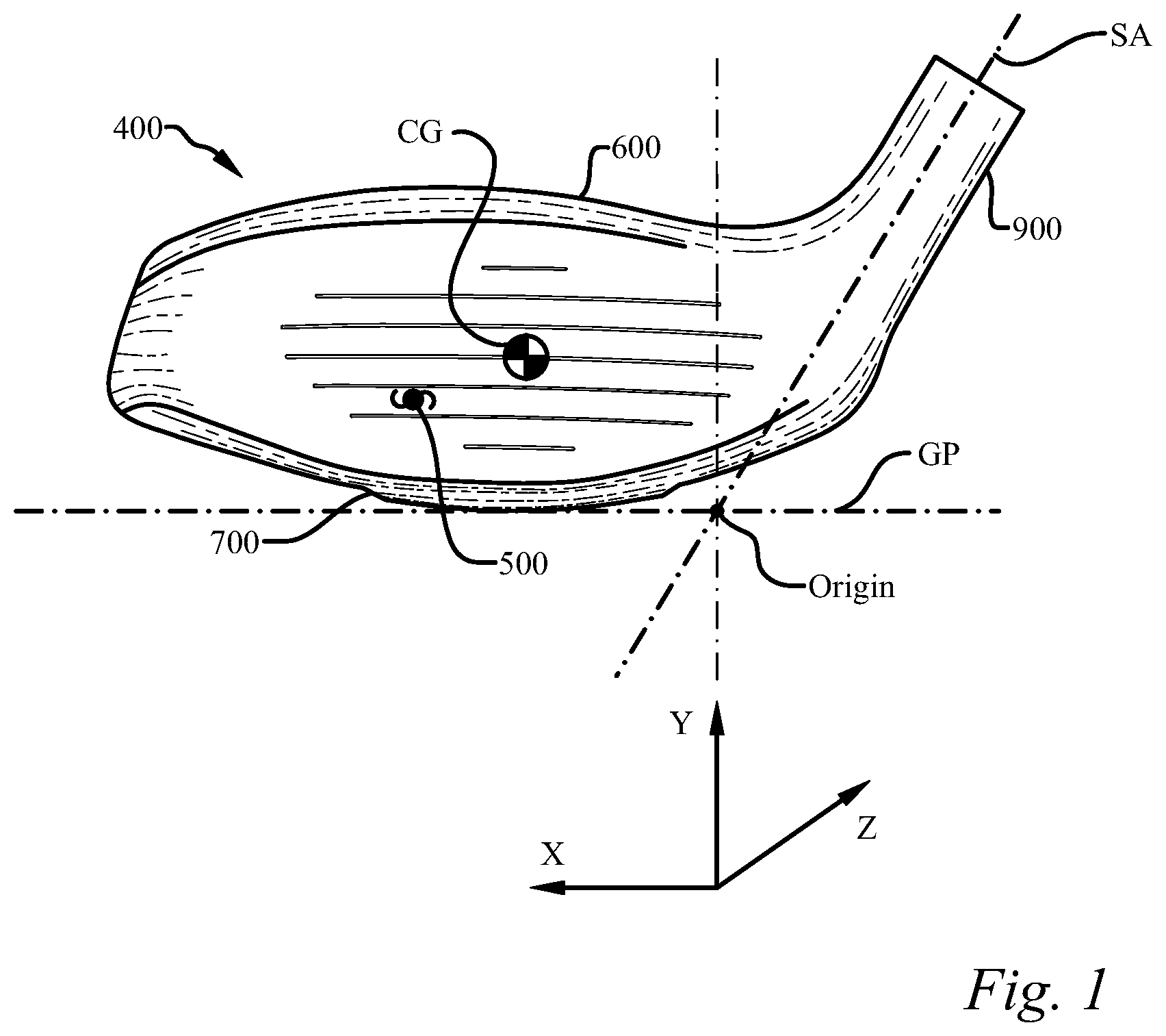 Patent US11771964 — Multi-material iron-type golf club head — Figure 1