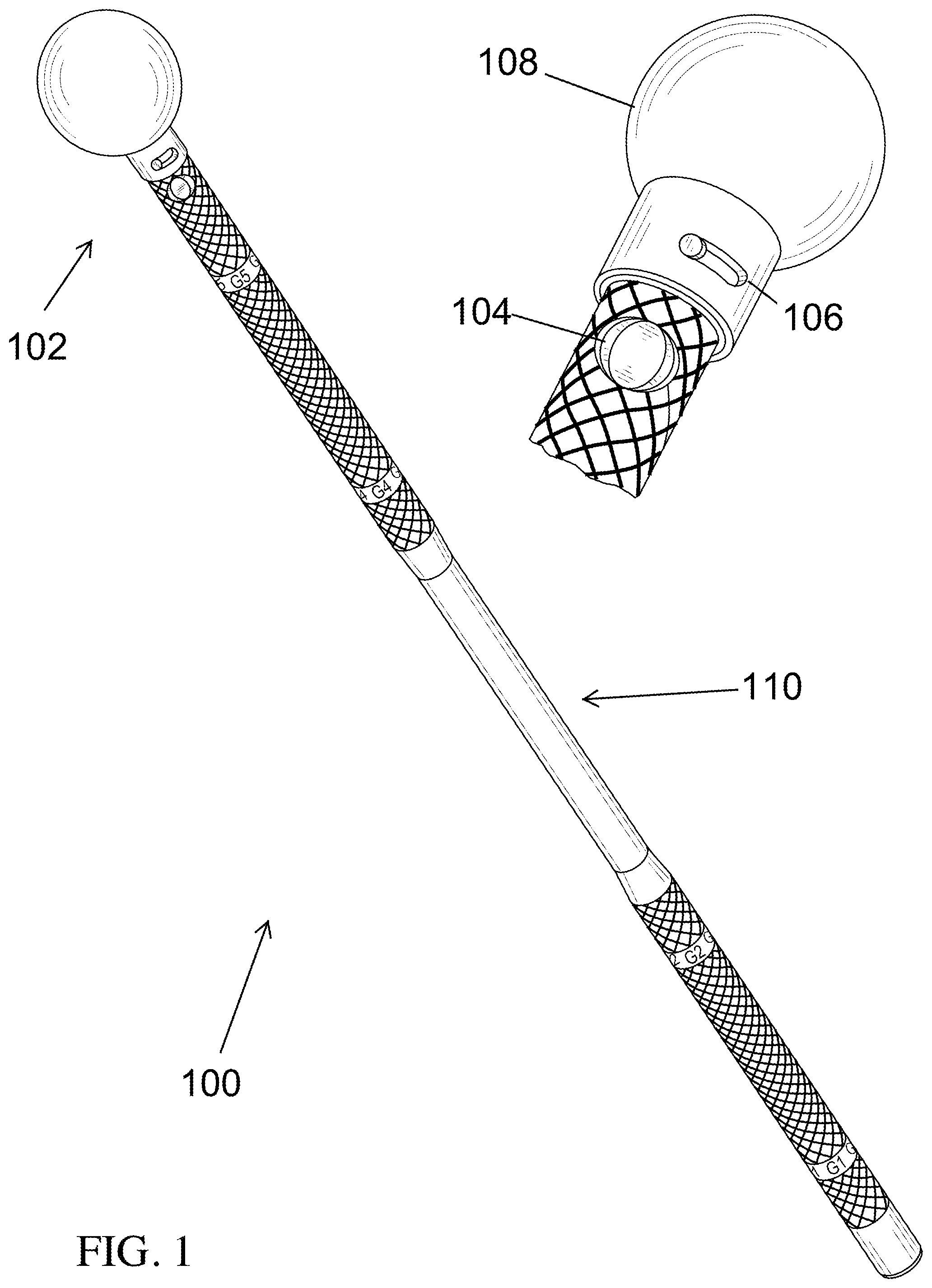 Patent US11771975 — Swing motion trainer — Figure 1