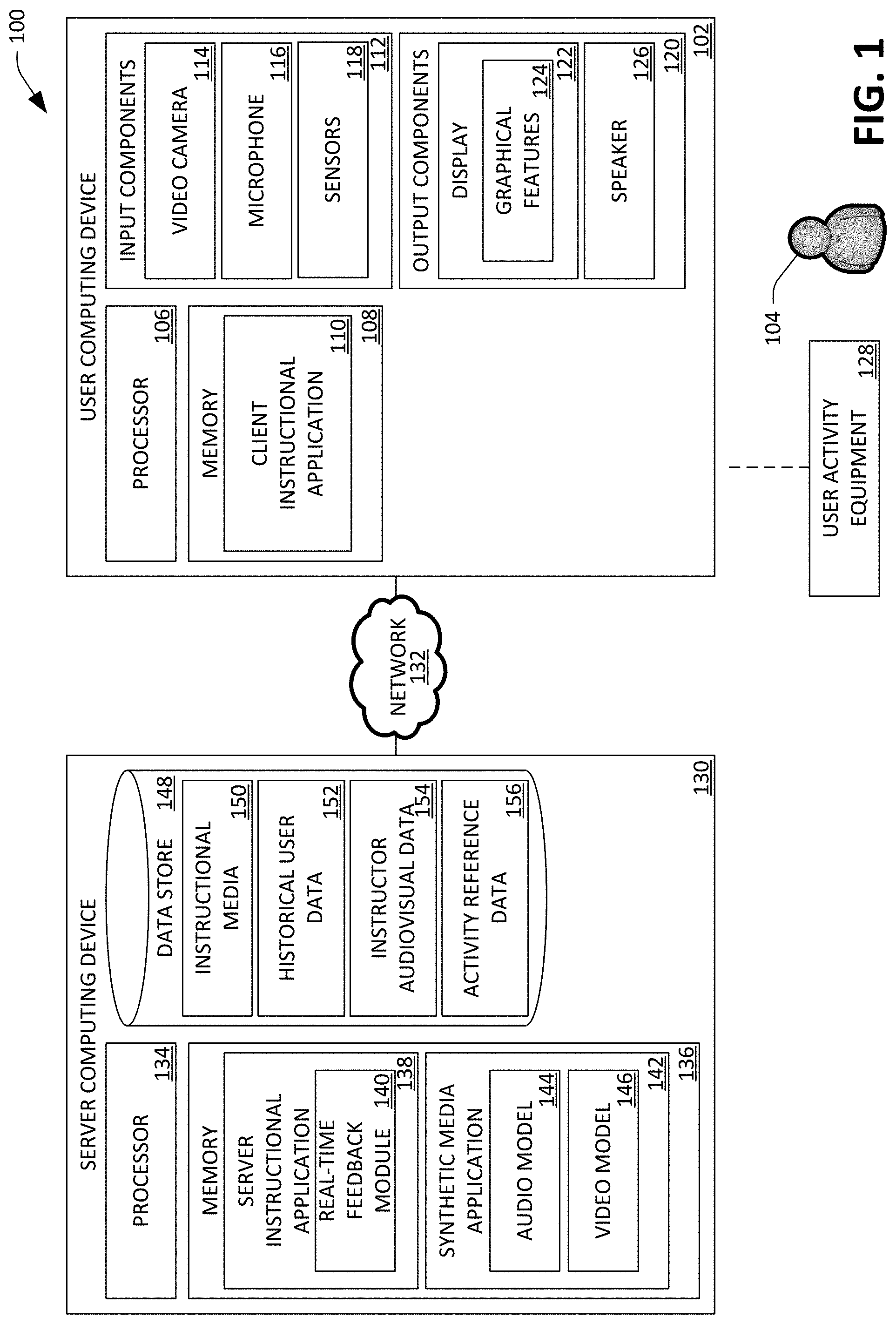 Patent US11771977 — Computationally customizing instructional content — Figure 1