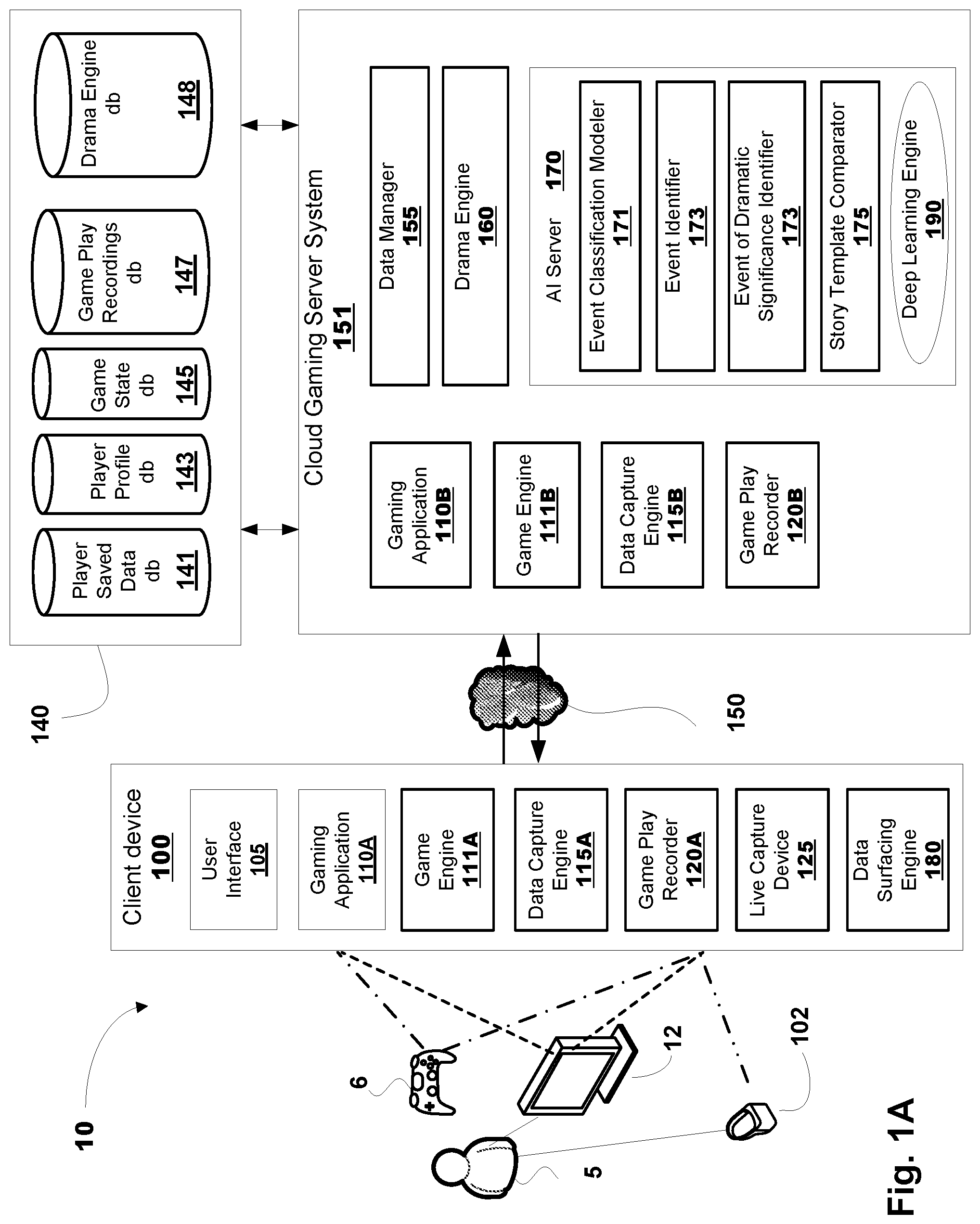 Patent US11771985 — Drama engine for dramatizing video gaming — Figure 1