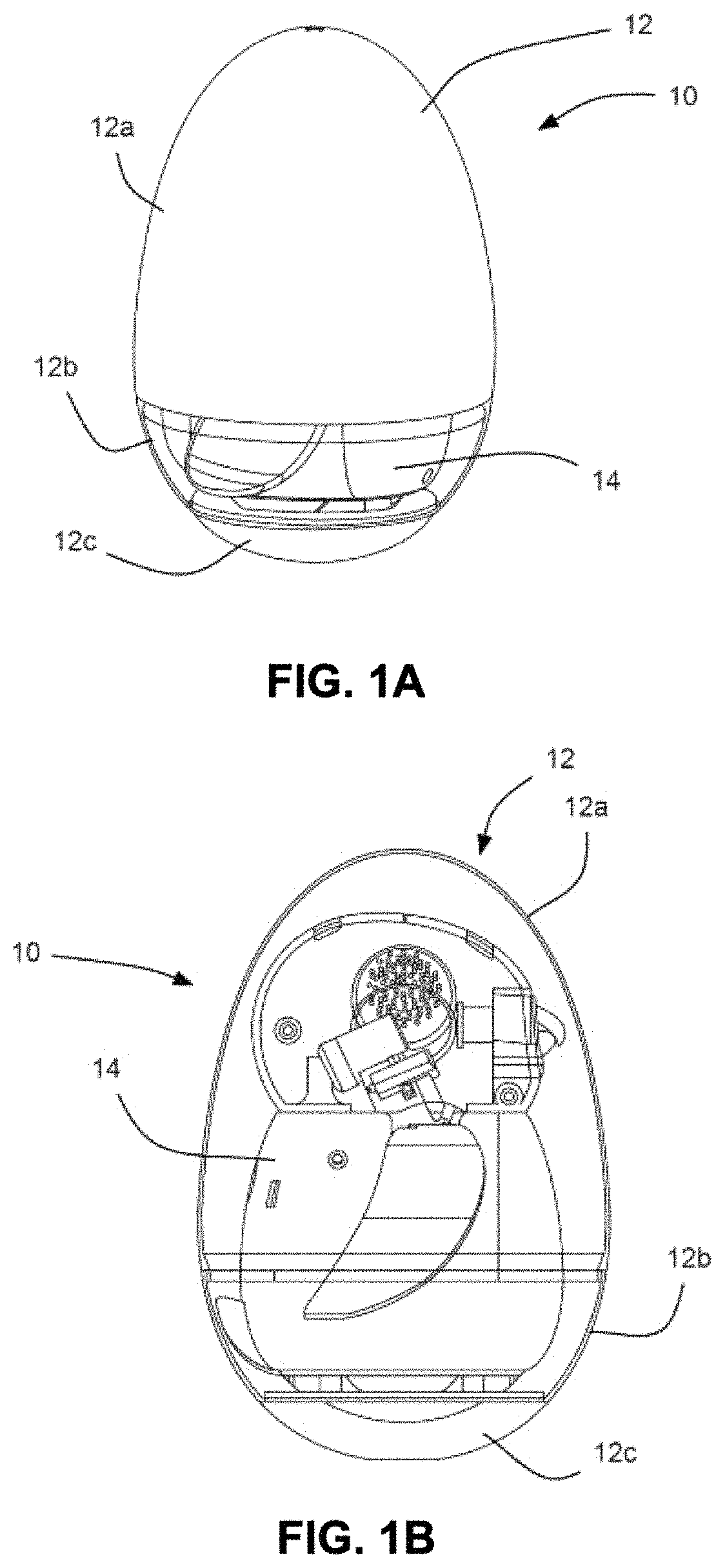 Patent US11772002 — Assembly with object in housing and mechanism to open housing — Figure 1