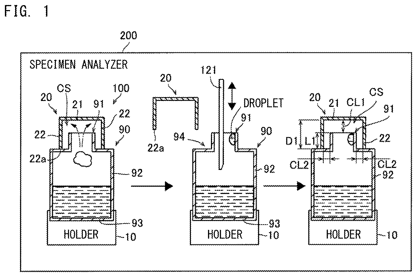 Patent US11772100 — Reagent container rack and specimen analyzer — Figure 1