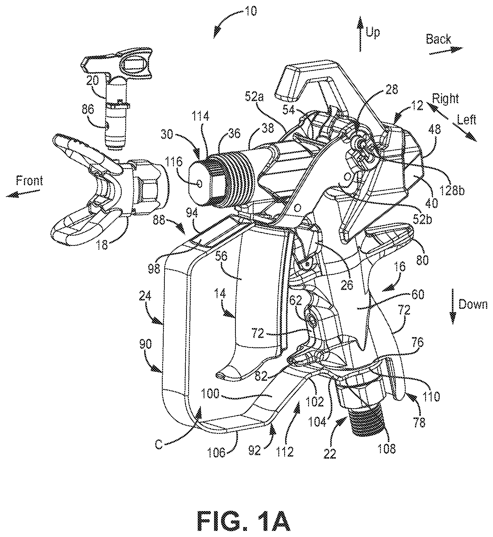 Patent US11772117 — Spray gun for spraying paints and other coatings — Figure 1