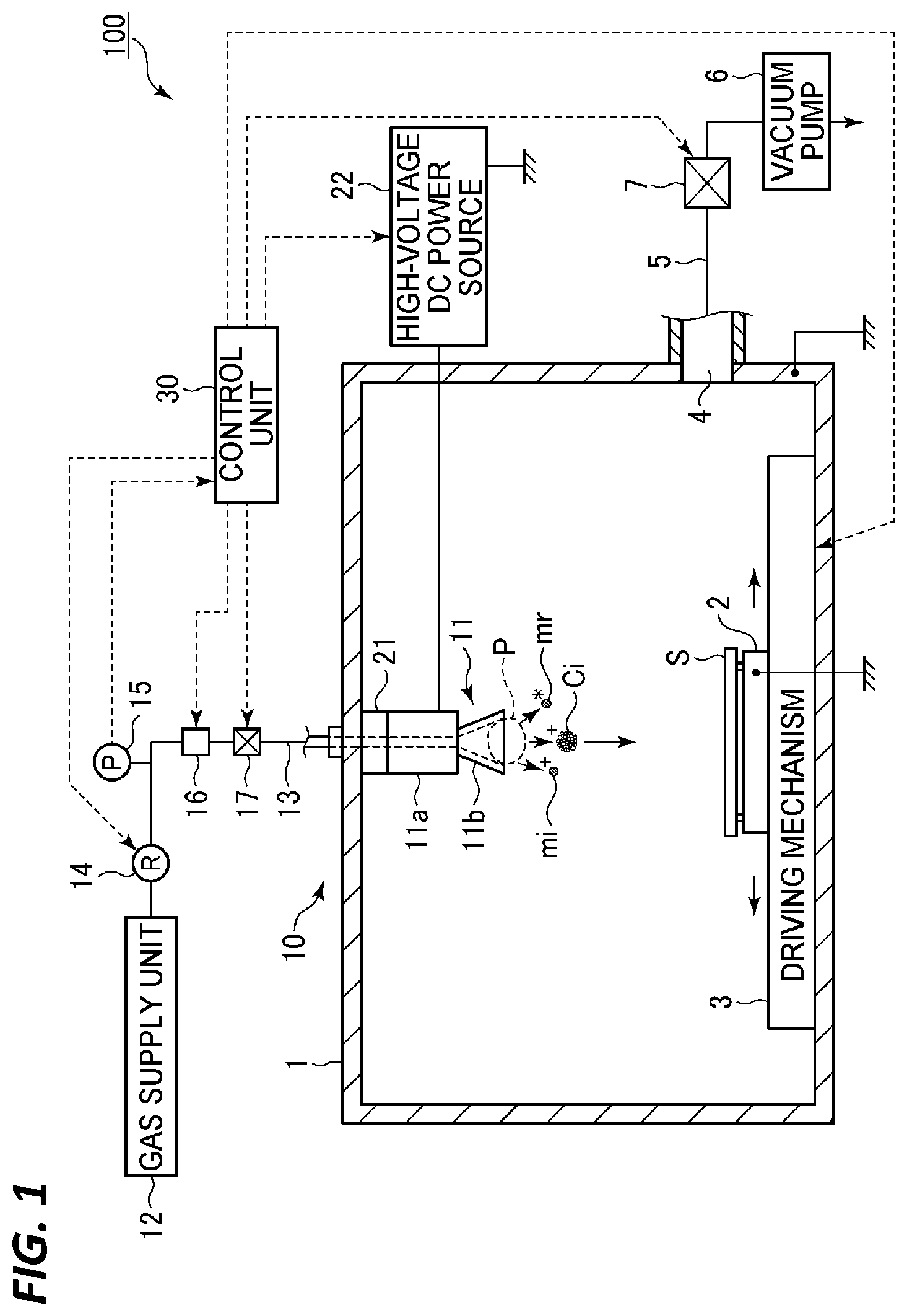 Patent US11772138 — Processing apparatus and processing method, and gas cluster generating apparatus and gas cluster generating method — Figure 1