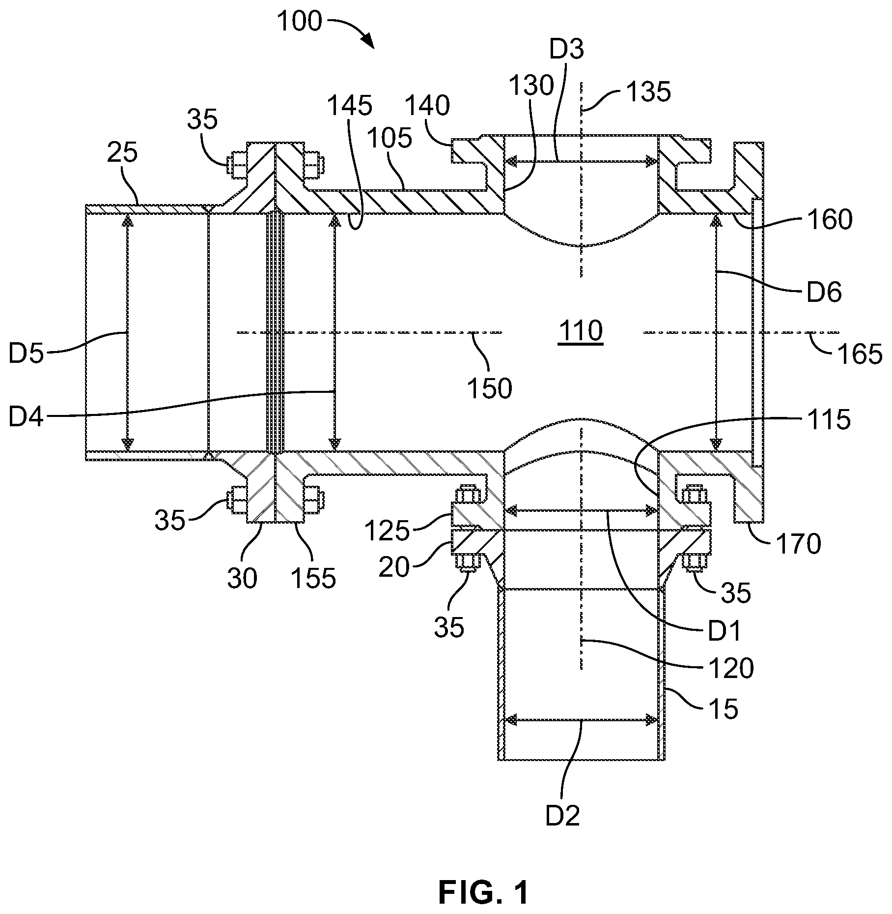 Patent US11772139 — Pipe cleaning assembly and method of cleaning a piping system using the same — Figure 1