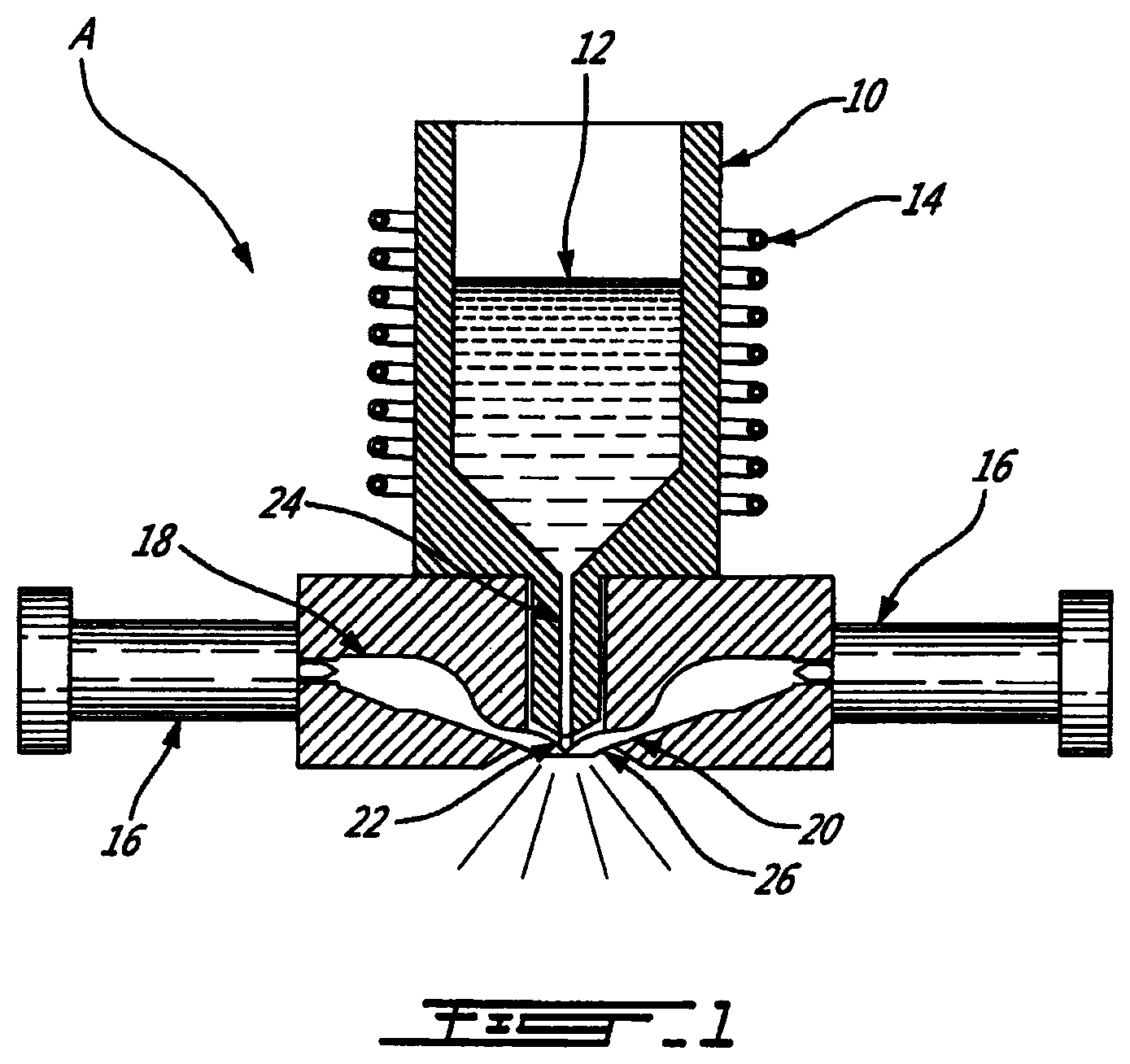 Patent US11772159 — Method and apparatus for the production of high purity spherical metallic powders from a molten feedstock — Figure 1