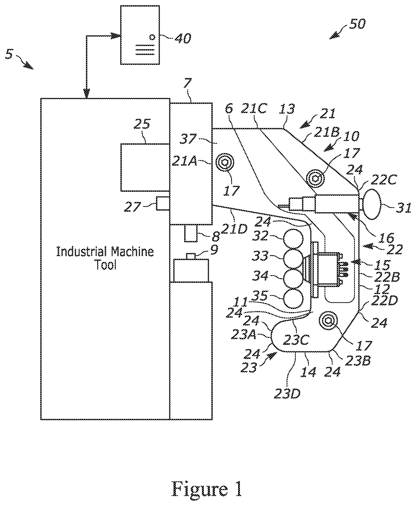 Patent US11772170 — Handle apparatus for an industrial machine tool — Figure 1