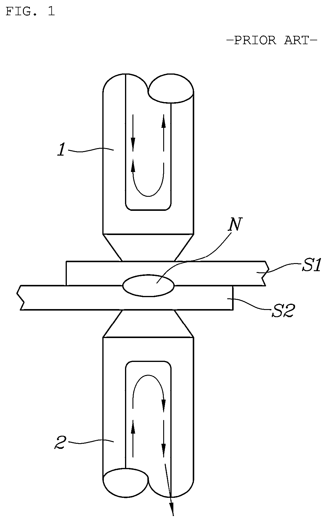 Patent US11772185 — Electrode for resistance spot welding and device for resistance spot welding including the same — Figure 1