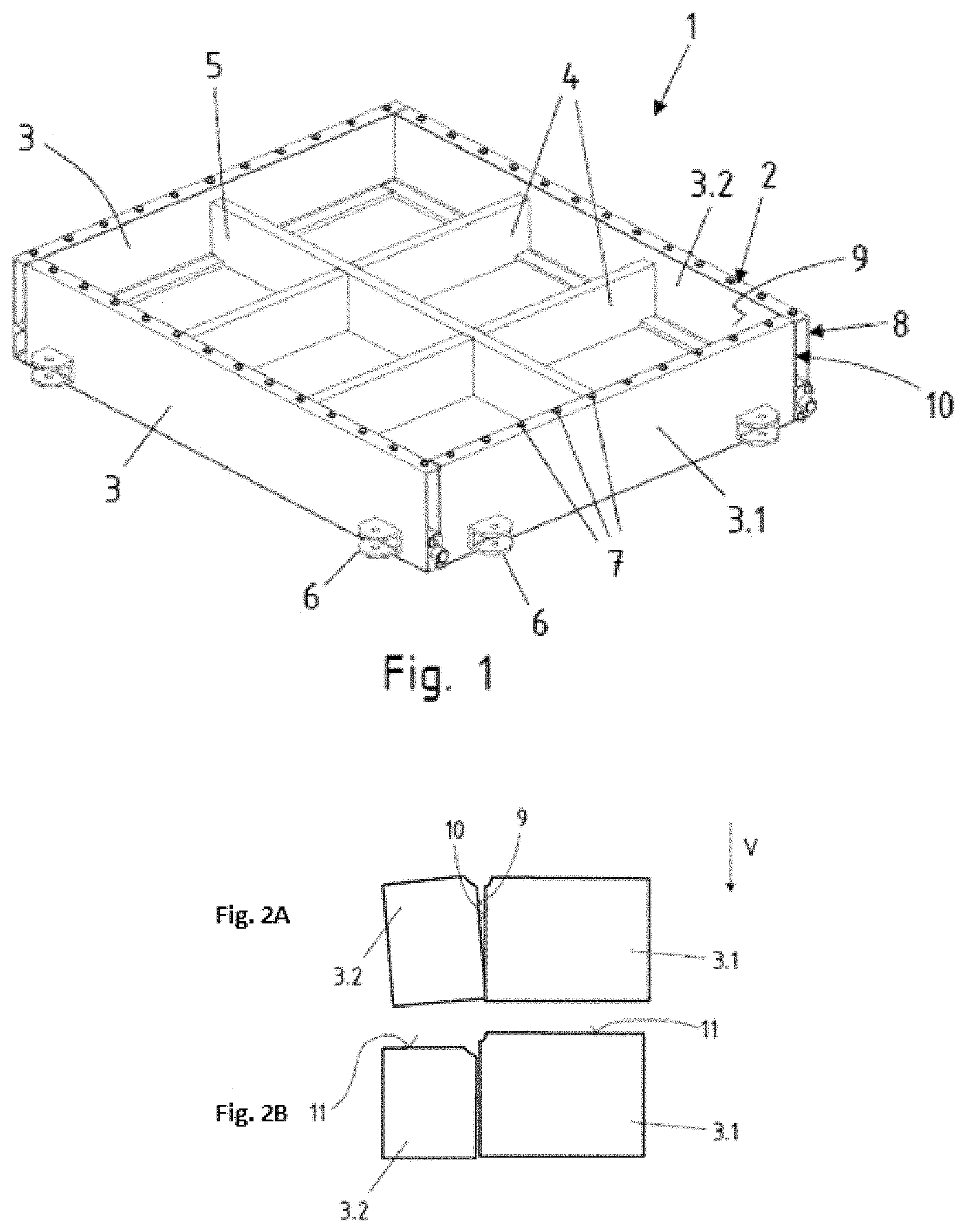 Patent US11772192 — Battery carrier composed of lightweight metal profiles with calibrated ends, and method for the production thereof — Figure 1