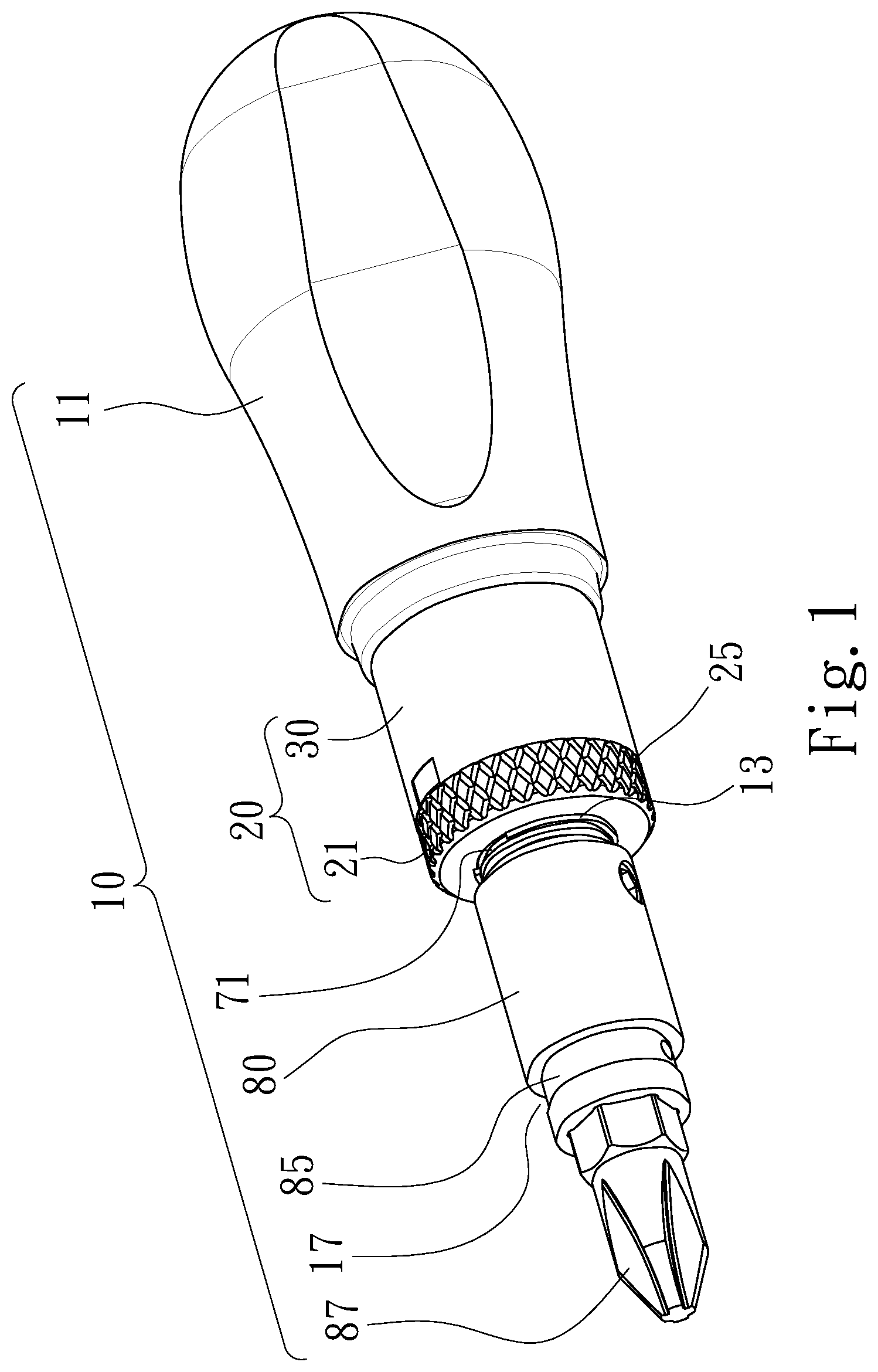 Patent US11772243 — Direction-switching apparatus of a ratchet screwdriver — Figure 1