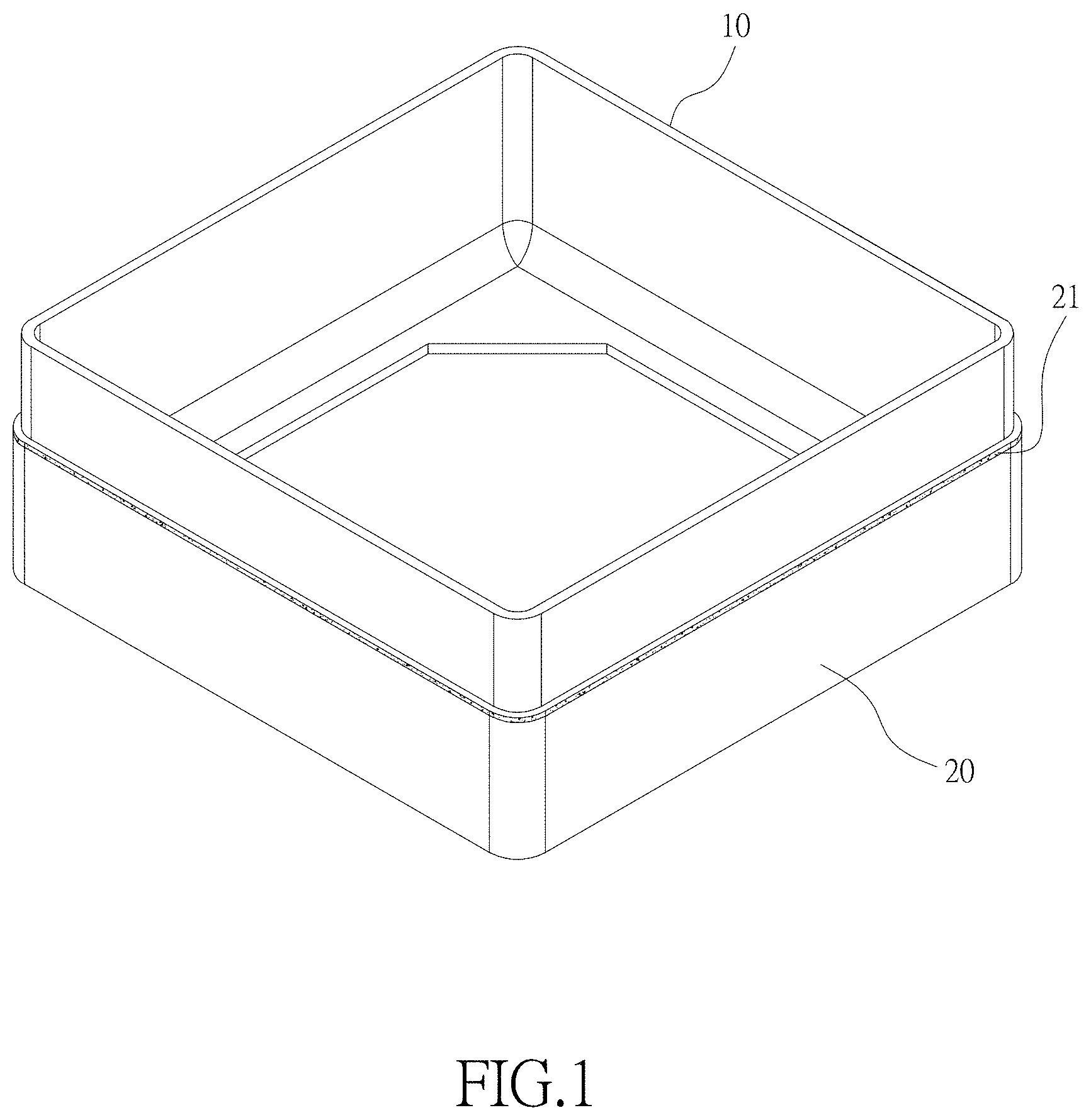 Patent US11772310 — Frame with an outer silicone layer and a manufacturing method of forming the silicone layer on the outer part of frame — Figure 1