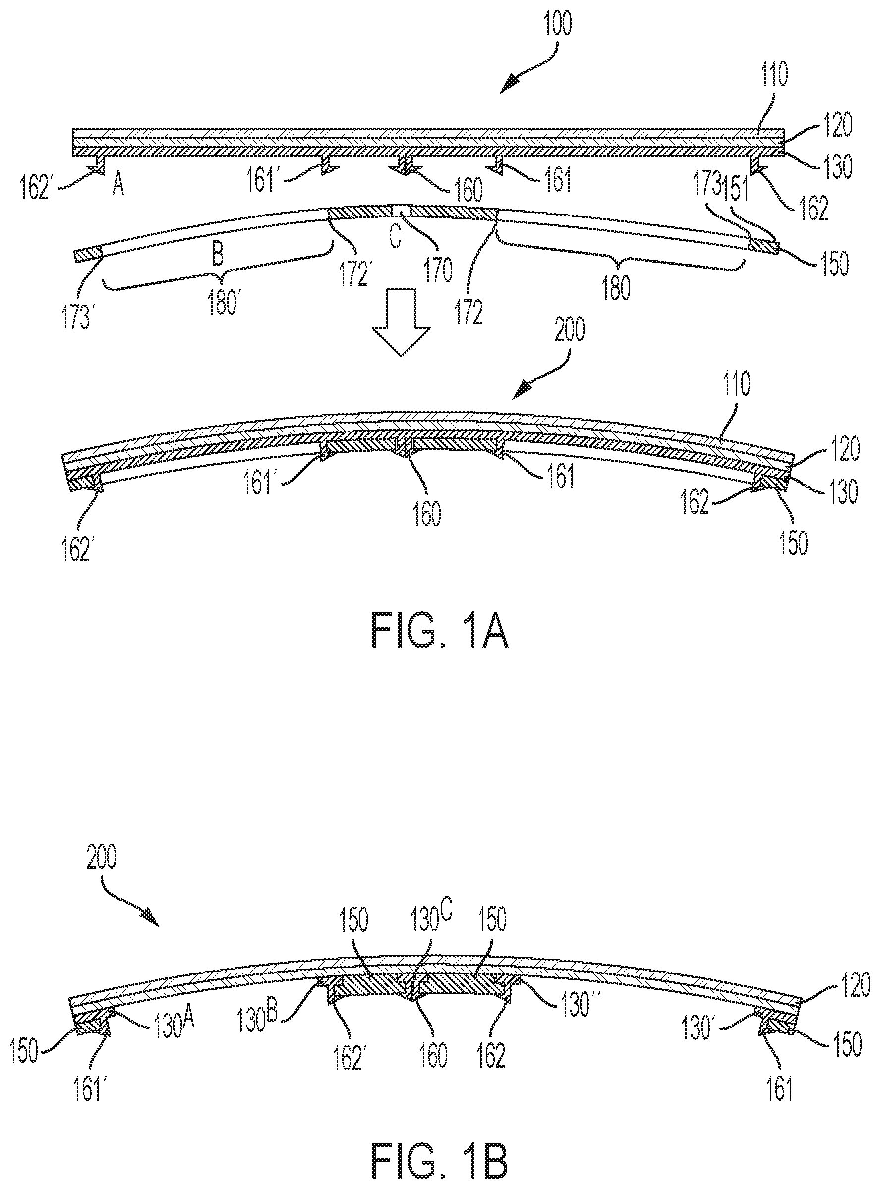 Patent US11772361 — Curved glass constructions and methods for forming same — Figure 1