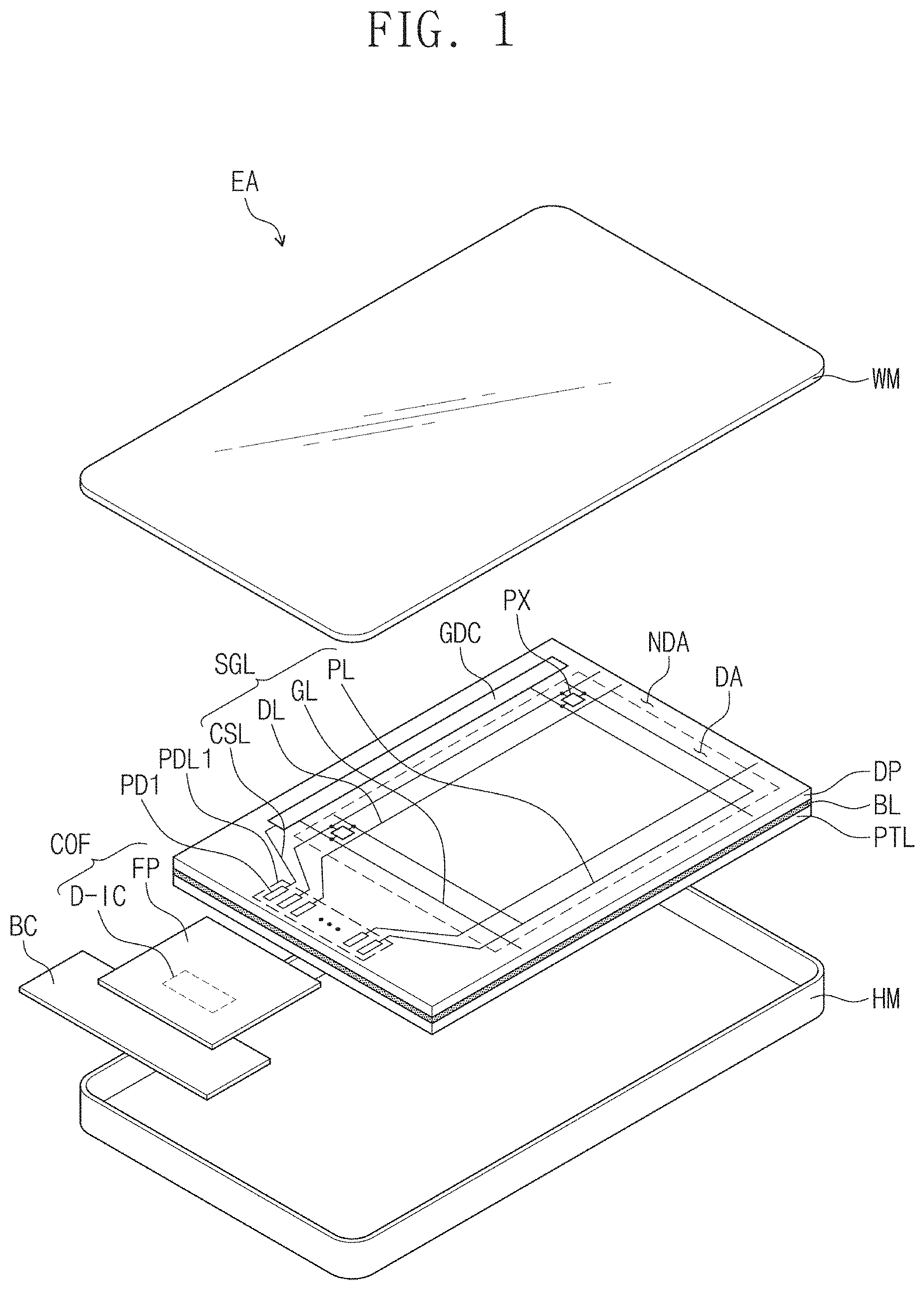 Patent US11772364 — Adhesive member and display device including the same — Figure 1